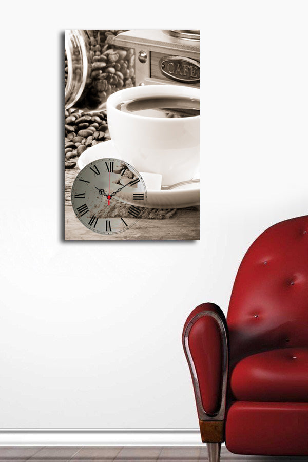 Relógio de Parede em Tela Decorativa Multicolor 45x70 cm – Suede 100% com Moldura de Madeira 3 cm (5070CS-69)