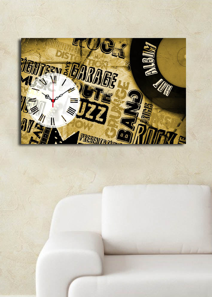 Relógio de Parede Decorativo em Tela Suede 100% Multicolor 45 x 70 cm com Moldura de Madeira 3 cm | 5070CS-70