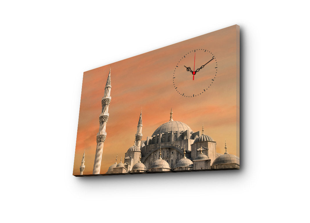 Relógio de Parede em Tela Decorativa Multicolor 45x70 cm — Tela de Camurça 100% e Moldura de Madeira 3 cm (4570CSMOR-4)