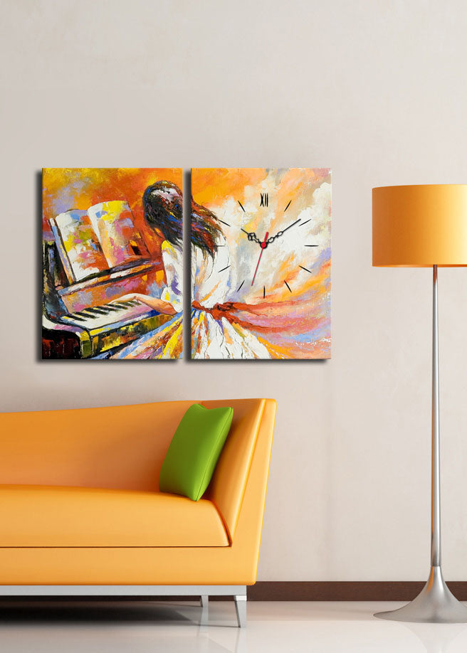 Relógio de Parede em Tela Suede 30 x 40 cm (2 Peças) – Multicolor | 2P3040CS-75