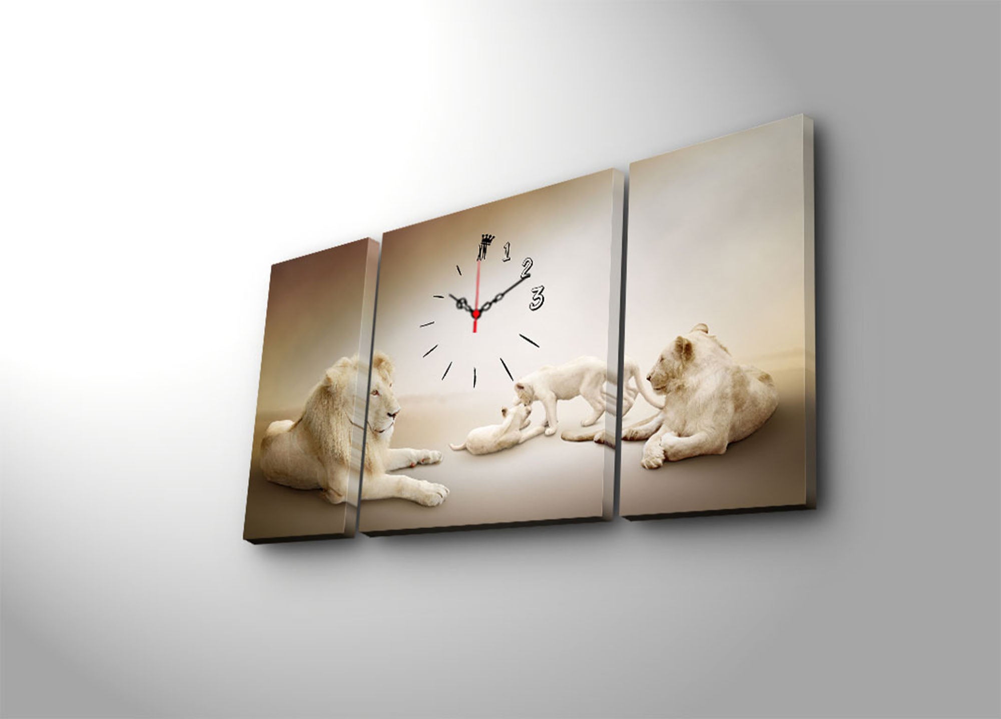 Relógio de Parede em Tela Decorativa 3 Peças Multicolor – Suede 100% com Moldura de Madeira