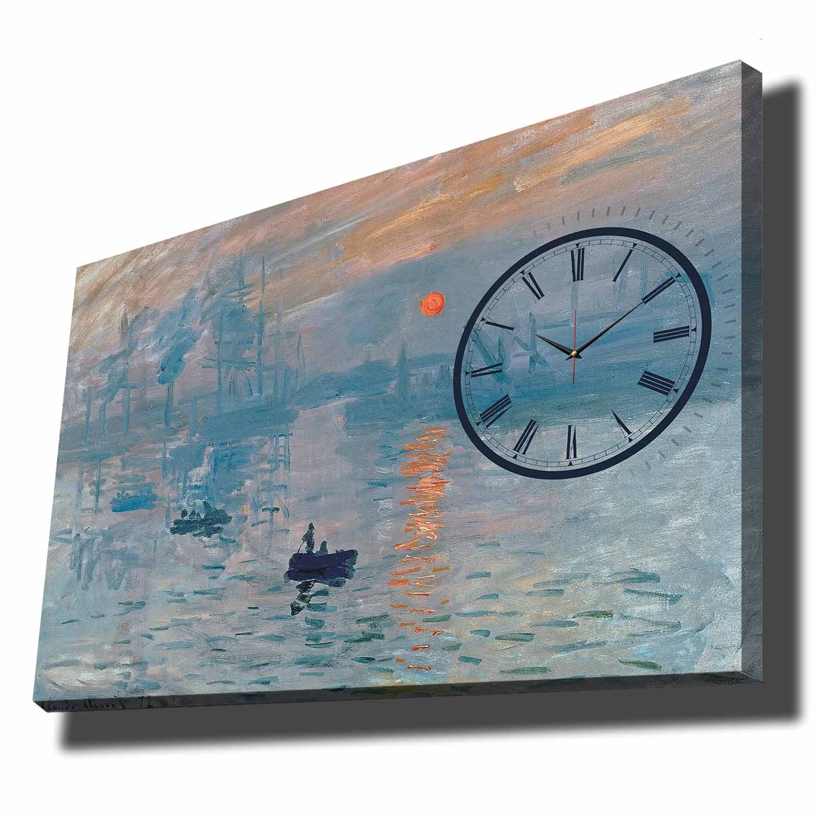 Relógio de Parede em Tela Decorativa 70x100 cm Multicolor – 100% Suede Canvas, Moldura de Madeira 2,8 cm (Modelo 70100CS-001)