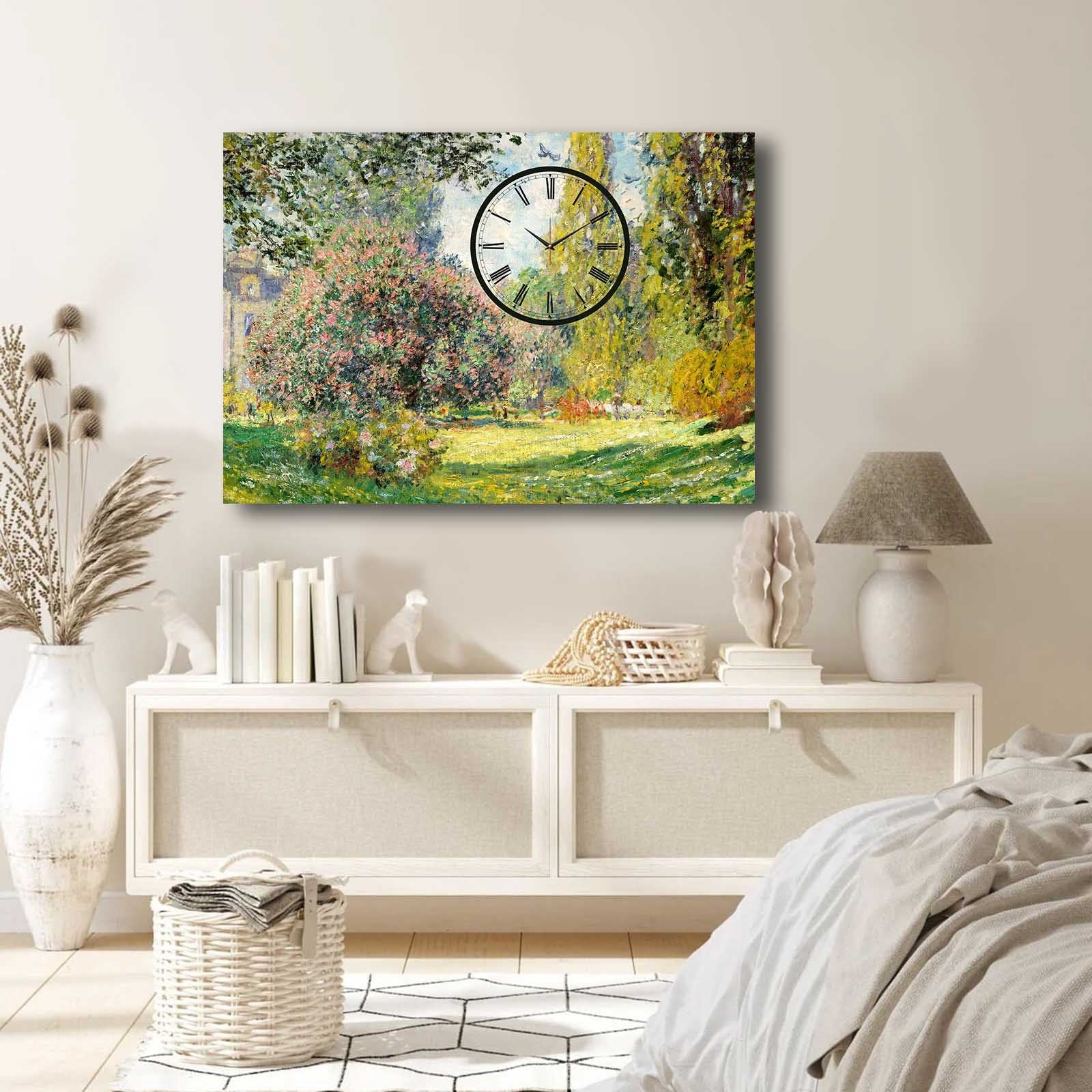 Relógio de Parede em Tela Decorativa 70x100 cm — Multicolor — Canvas Camurça 100% — Moldura de Madeira 2,8 cm (70100CS-002)