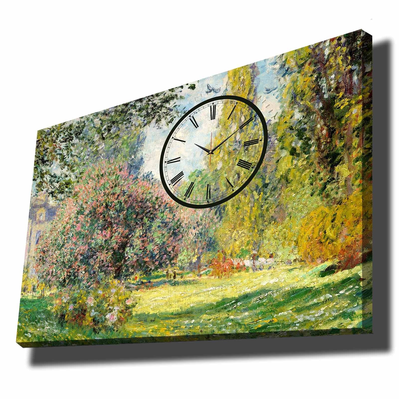 Relógio de Parede em Tela Decorativa 70x100 cm — Multicolor — Canvas Camurça 100% — Moldura de Madeira 2,8 cm (70100CS-002)