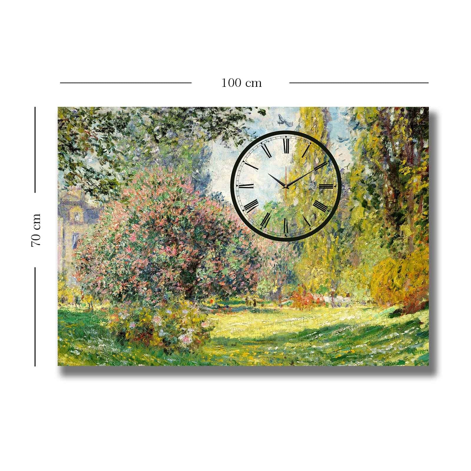 Relógio de Parede em Tela Decorativa 70x100 cm — Multicolor — Canvas Camurça 100% — Moldura de Madeira 2,8 cm (70100CS-002)