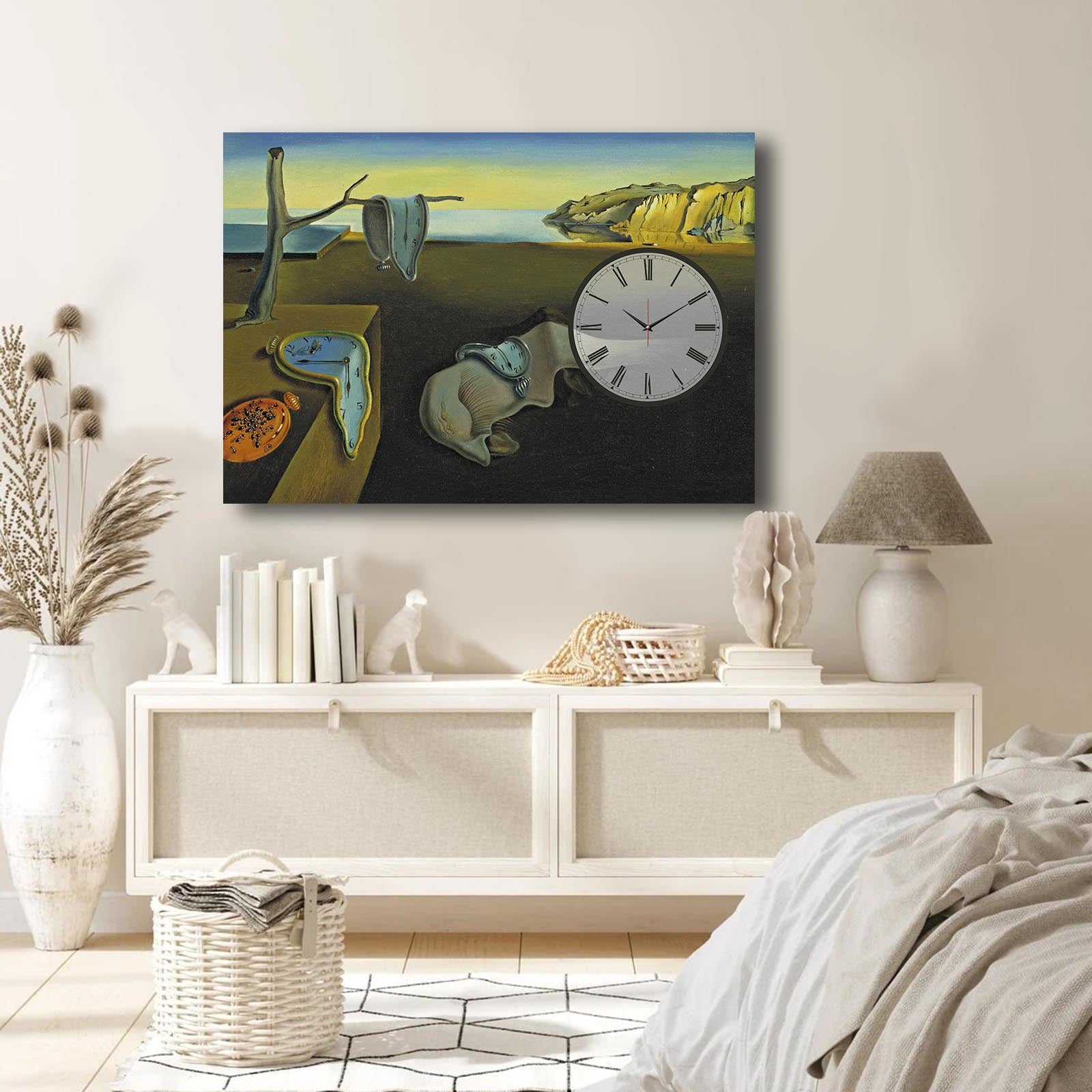 Relógio de Parede Decorativo em Tela Multicolor 70x100 cm — Canvas tipo camurça 100% e moldura de madeira 2,8 cm