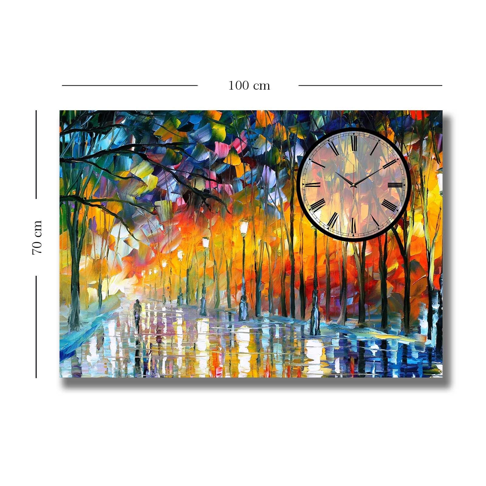 Relógio de Parede em Tela Decorativa 70x100 cm Multicolor – Suede 100% com Moldura de Madeira 2,8 cm (70100CS-004)
