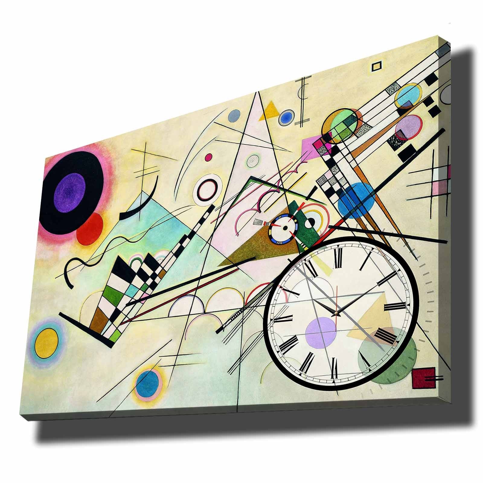 Relógio de Parede em Tela Decorativa Multicolor 70x100 cm, Canvas de Camurça 100% com Moldura de Madeira (2,8 cm) – 70100CS-005