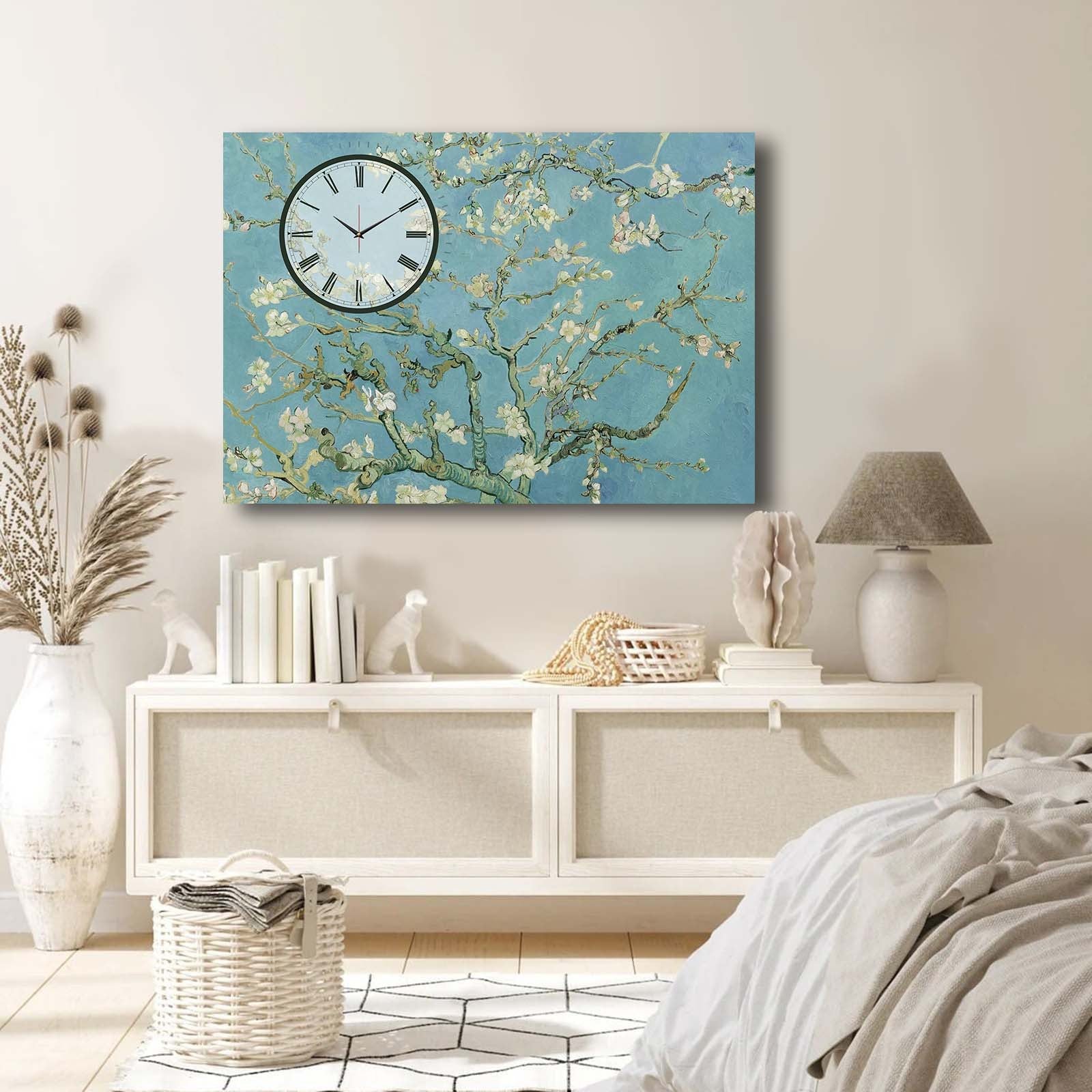 Relógio de Parede Decorativo em Tela Suede 100% (70x100 cm) Multicolor com Moldura de Madeira 2,8 cm – 70100CS-008