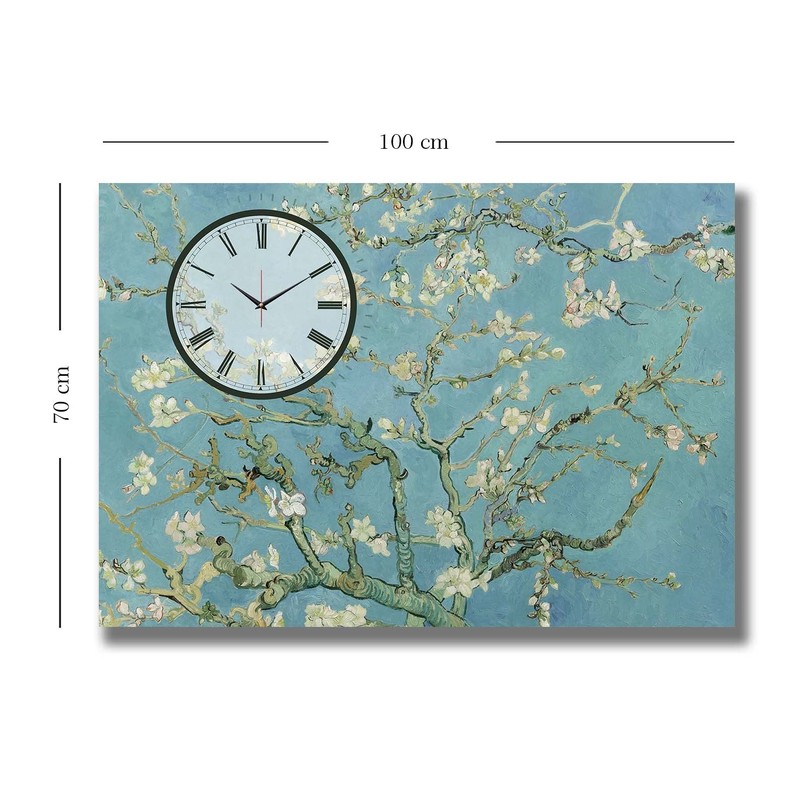 Relógio de Parede Decorativo em Tela Suede 100% (70x100 cm) Multicolor com Moldura de Madeira 2,8 cm – 70100CS-008