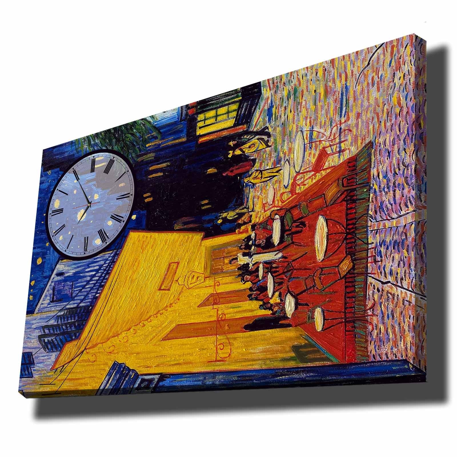 Relógio de Parede em Tela Decorativa 70x100 cm – Multicolor | Tela Camurça 100% | Moldura de Madeira 2,8 cm