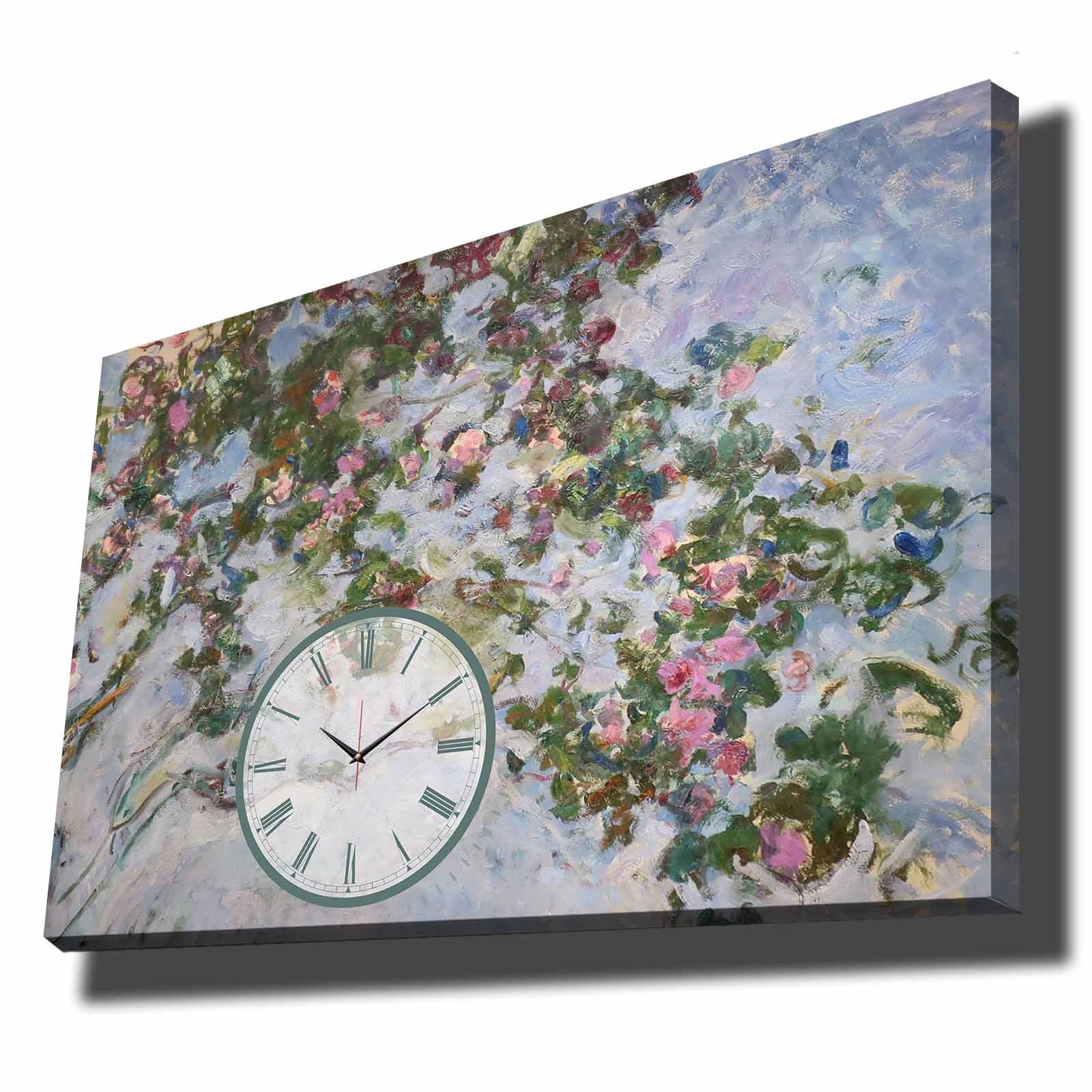 Relógio de Parede Decorativo em Tela Suede 70x100 cm Multicolor com Moldura de Madeira (2,8 cm) – 70100CS-010