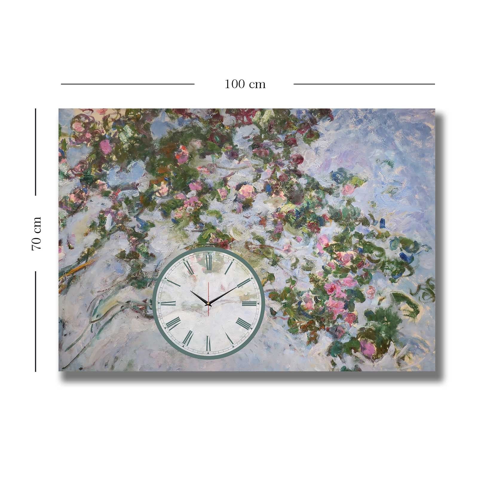 Relógio de Parede Decorativo em Tela Suede 70x100 cm Multicolor com Moldura de Madeira (2,8 cm) – 70100CS-010
