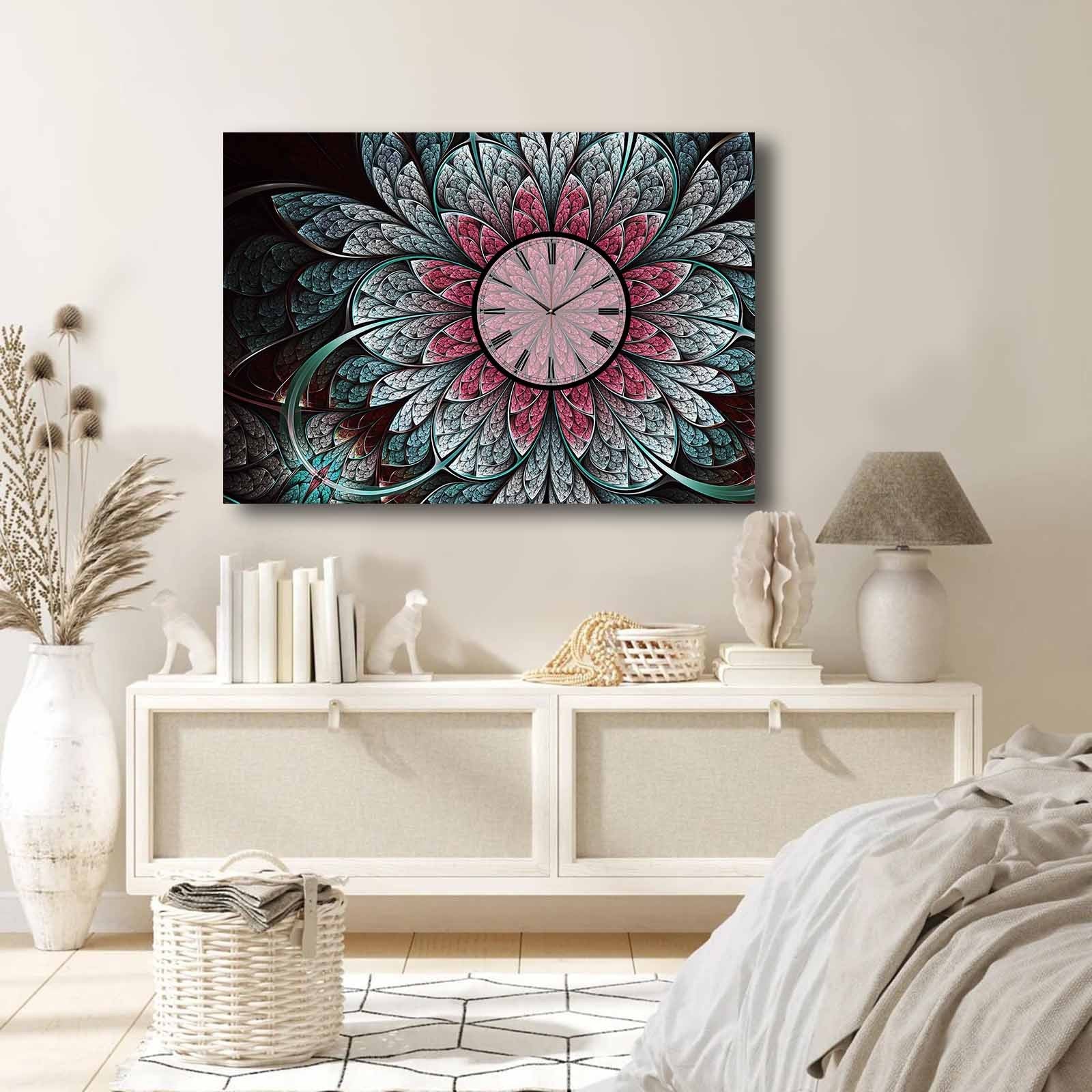 Relógio de Parede Decorativo em Tela Suede 70x100 cm, Multicolor, Moldura de Madeira 2,8 cm (70100CS-013)