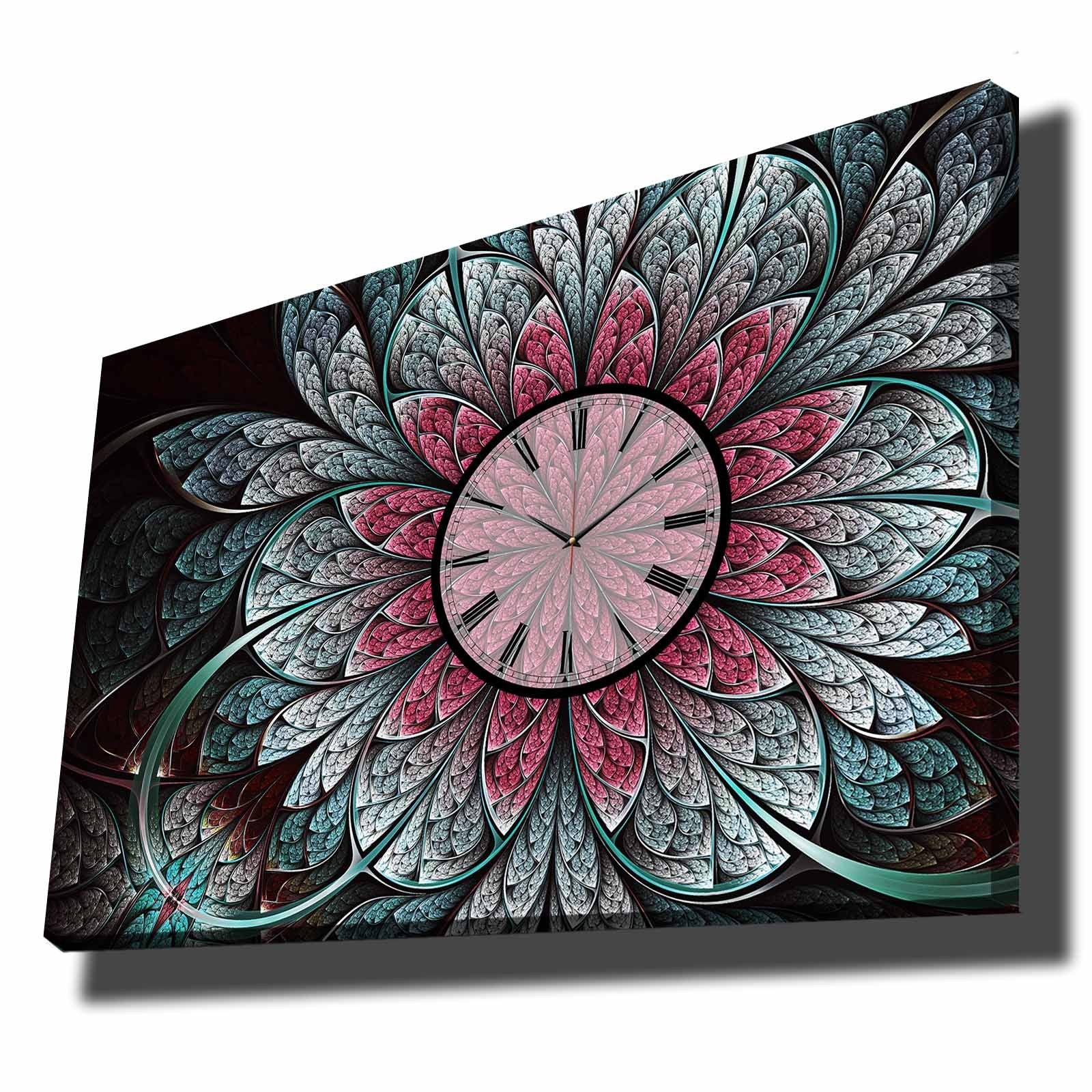 Relógio de Parede Decorativo em Tela Suede 70x100 cm, Multicolor, Moldura de Madeira 2,8 cm (70100CS-013)