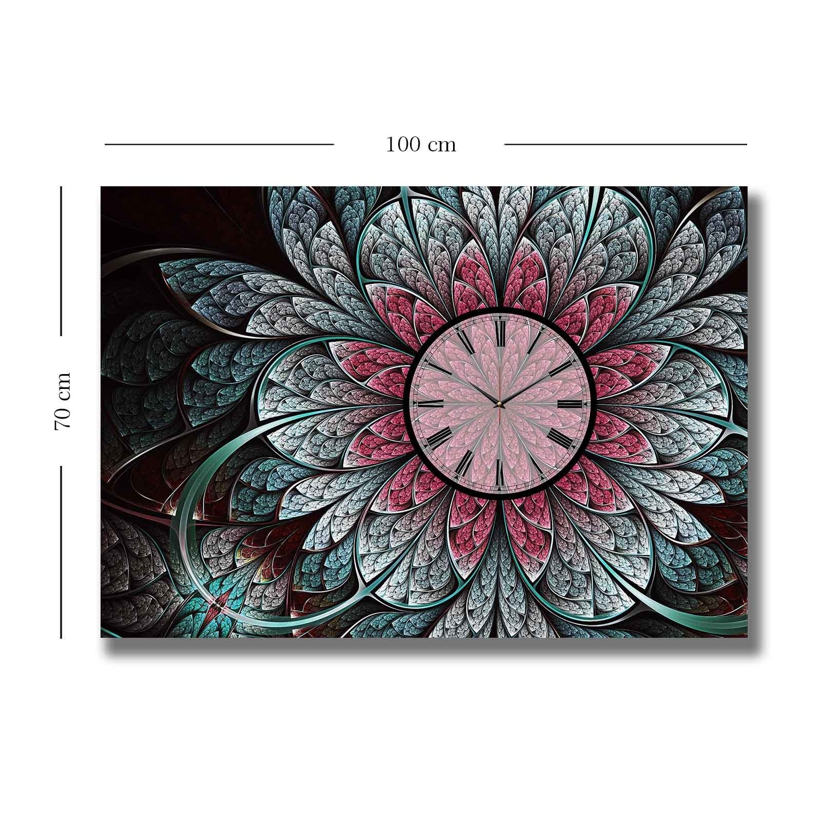 Relógio de Parede Decorativo em Tela Suede 70x100 cm, Multicolor, Moldura de Madeira 2,8 cm (70100CS-013)