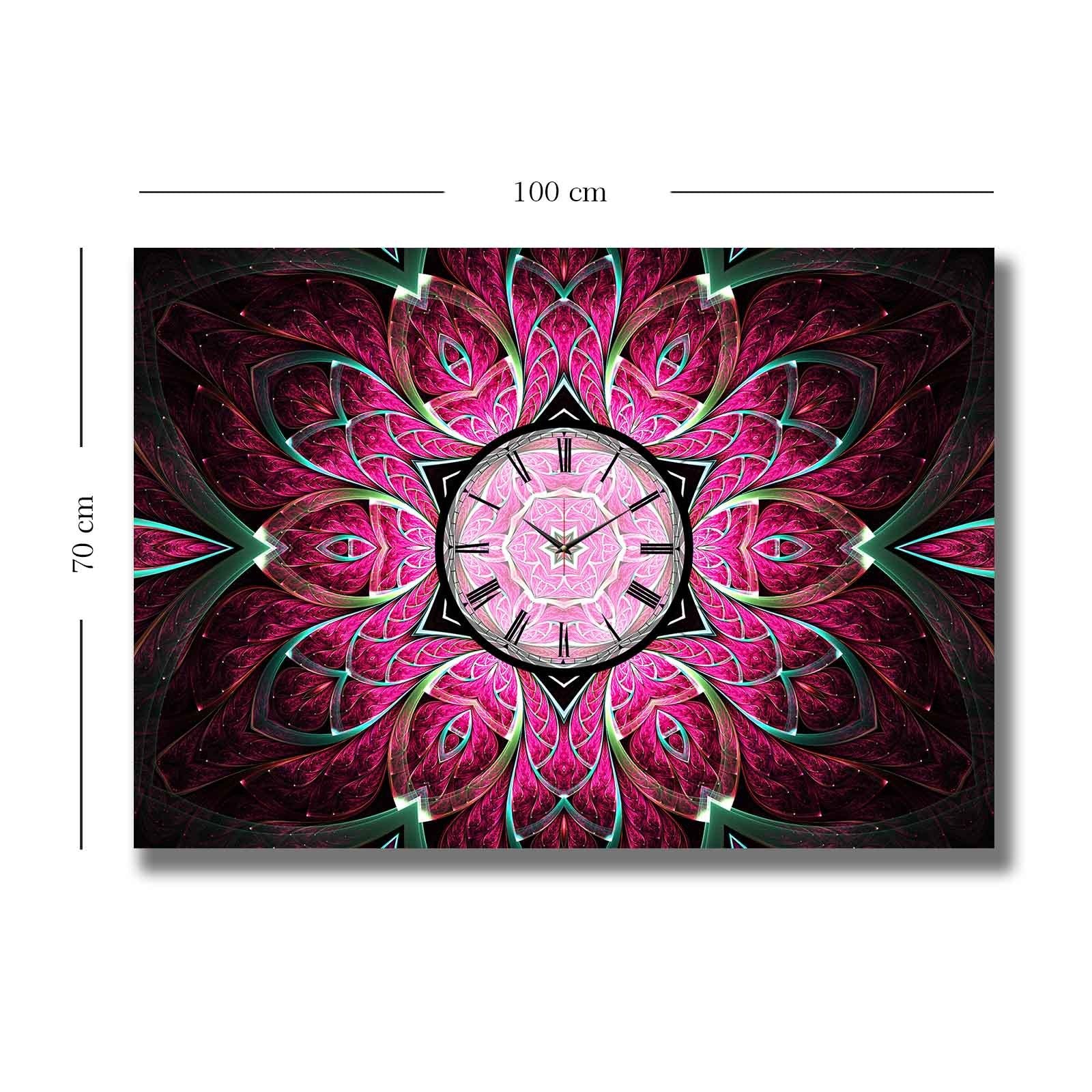 Relógio de Parede Decorativo em Tela Suede 70x100 cm, Multicolor, Moldura de Madeira 2,8 cm – 70100CS-014