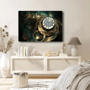 Relógio de Parede em Tela Decorativa Multicolor 70x100 cm (Suede 100%) com Moldura de Madeira 2,8 cm — 70100CS-015