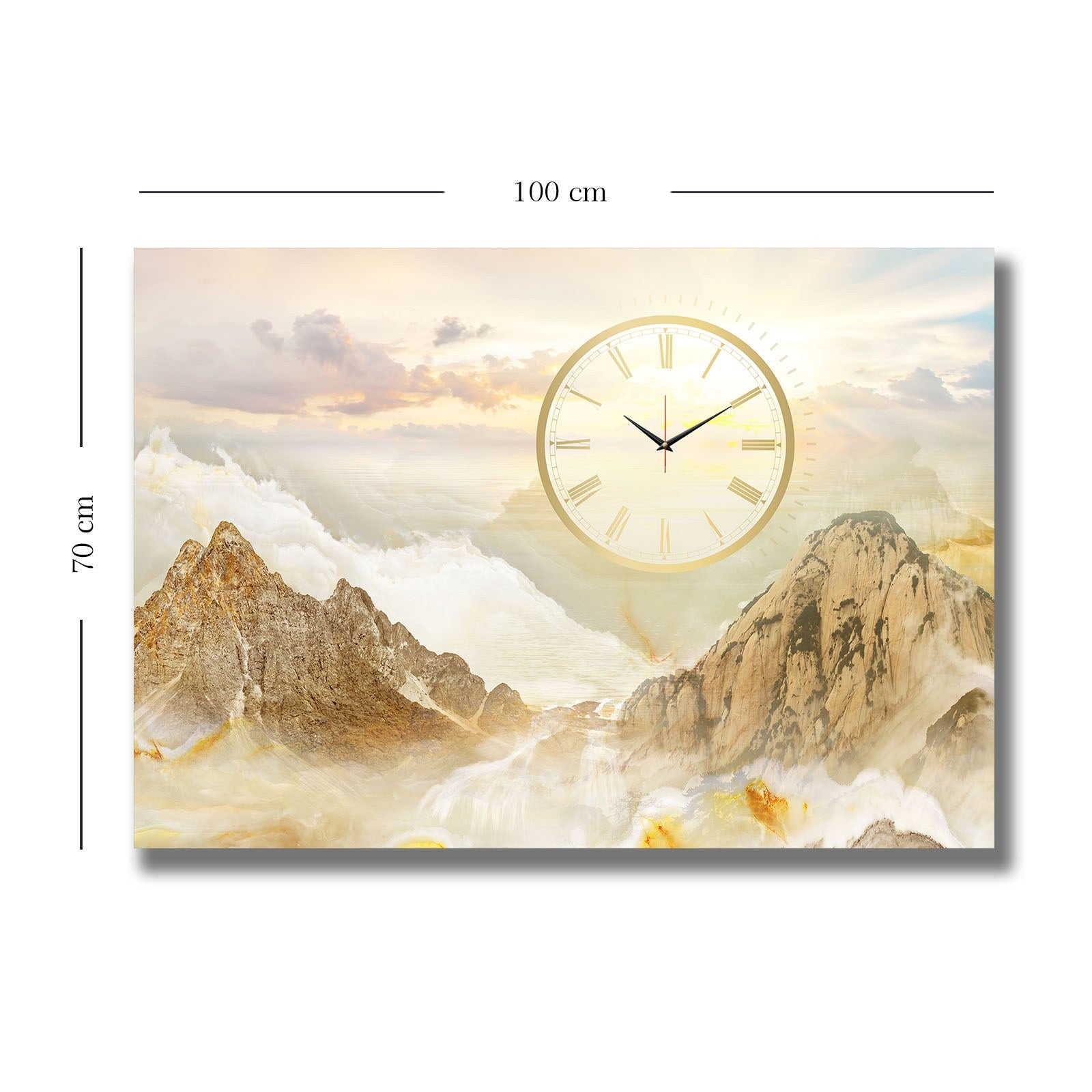 Relógio de Parede Decorativo em Tela Suede Multicolor 70x100 cm com Moldura de Madeira 2,8 cm
