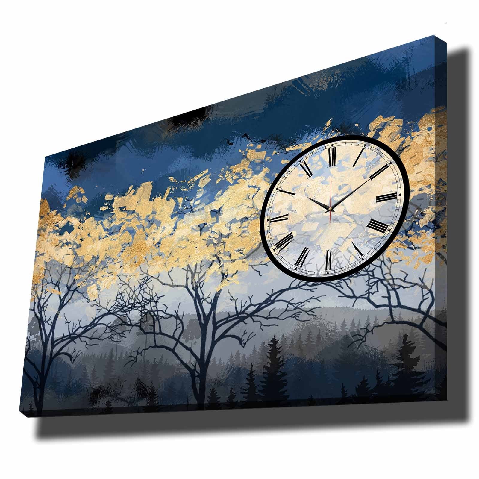 Relógio de Parede em Tela Decorativa Multicolor 70x100 cm – Suede 100% com Moldura de Madeira 2,8 cm | 70100CS-018