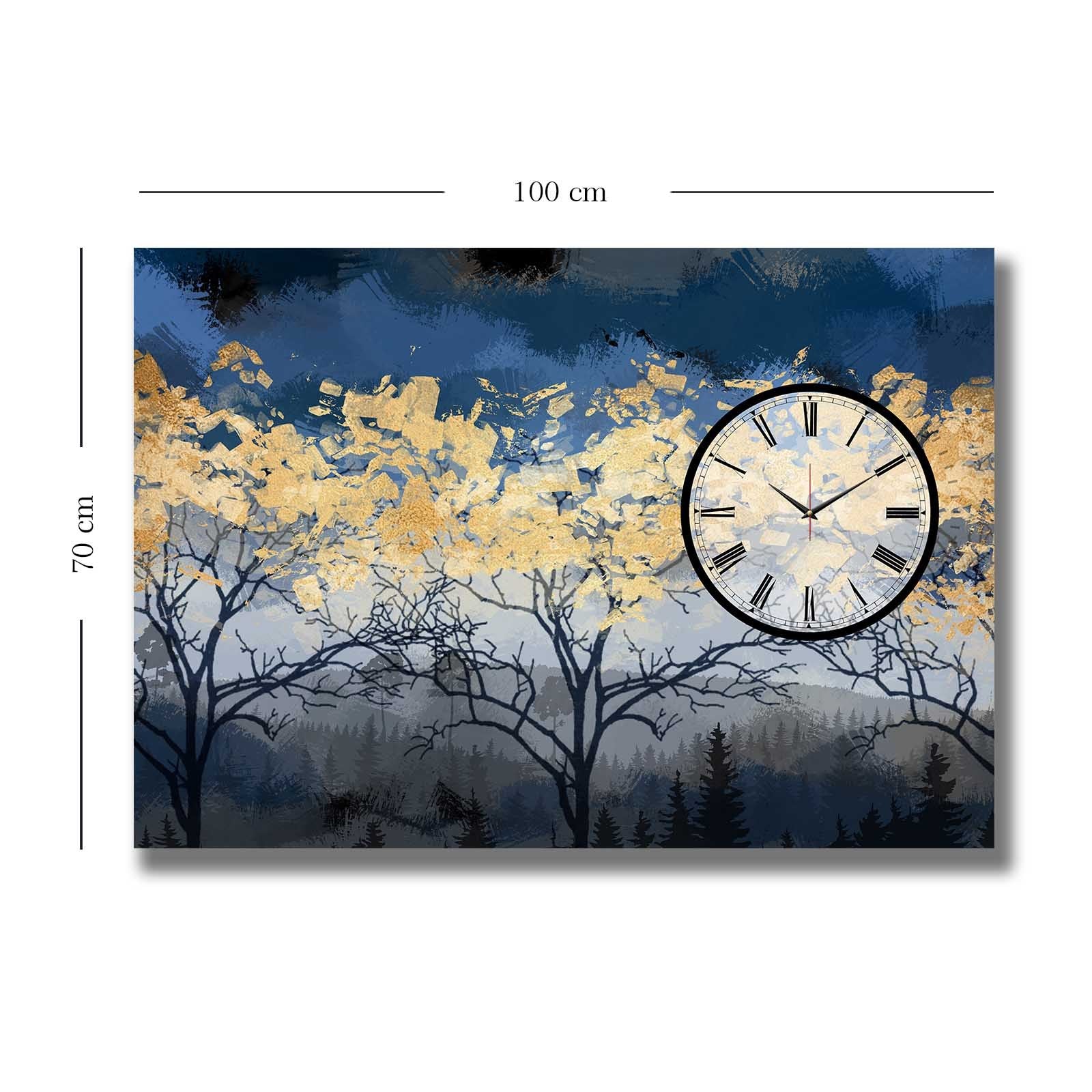 Relógio de Parede em Tela Decorativa Multicolor 70x100 cm – Suede 100% com Moldura de Madeira 2,8 cm | 70100CS-018