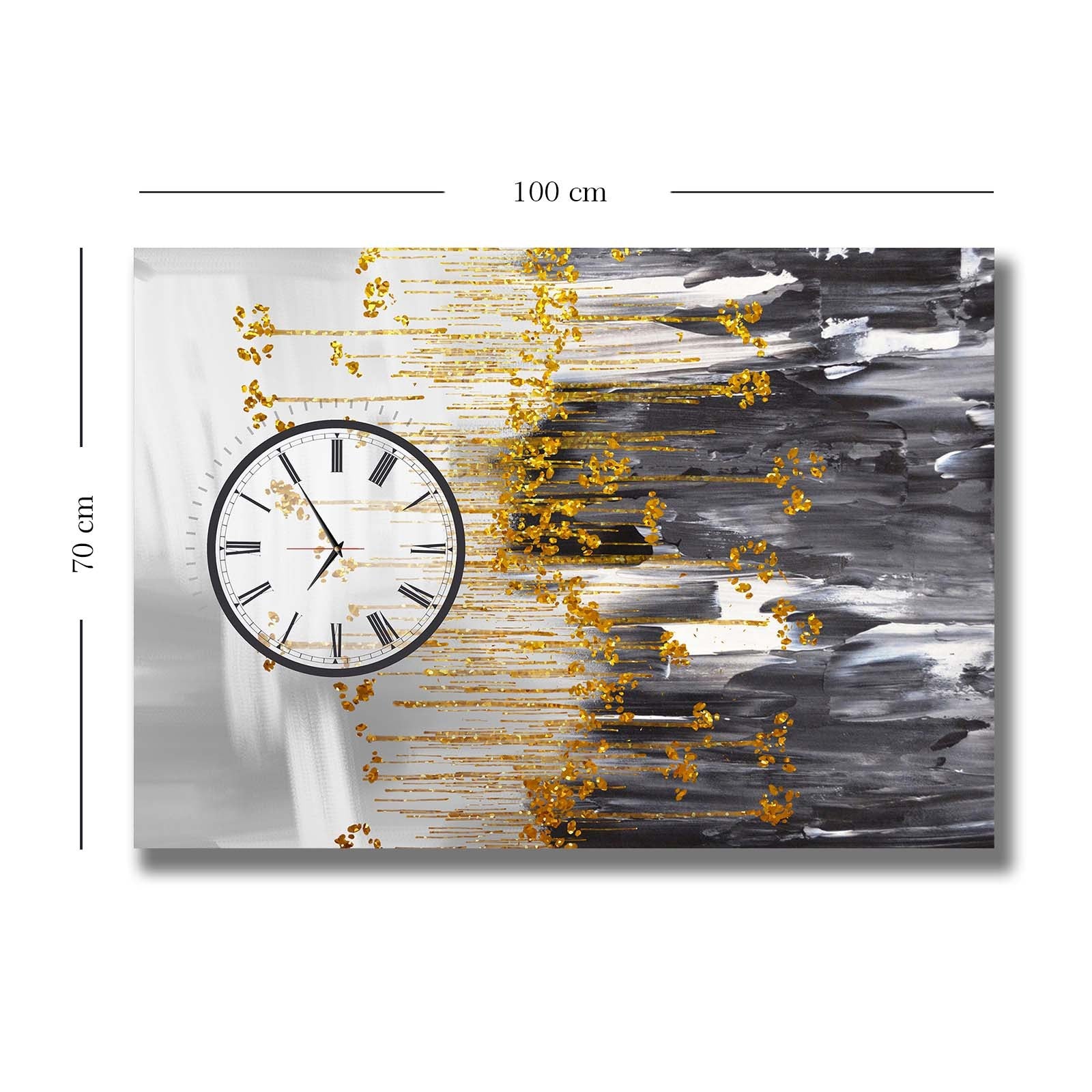 Relógio de Parede em Tela Decorativa 70x100 cm Multicolor, Canvas de Camurça 100%, Moldura de Madeira 2,8 cm – 70100CS-022