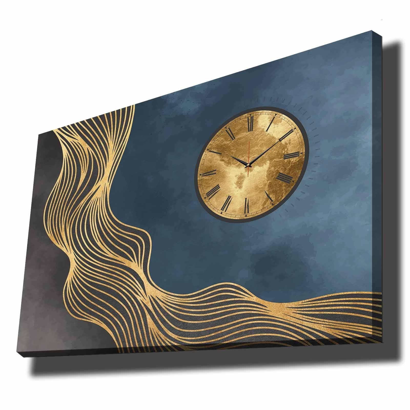 Relógio de Parede Decorativo em Tela Suede 100% – Multicolor, 70 x 100 cm, Moldura de Madeira (2,8 cm)