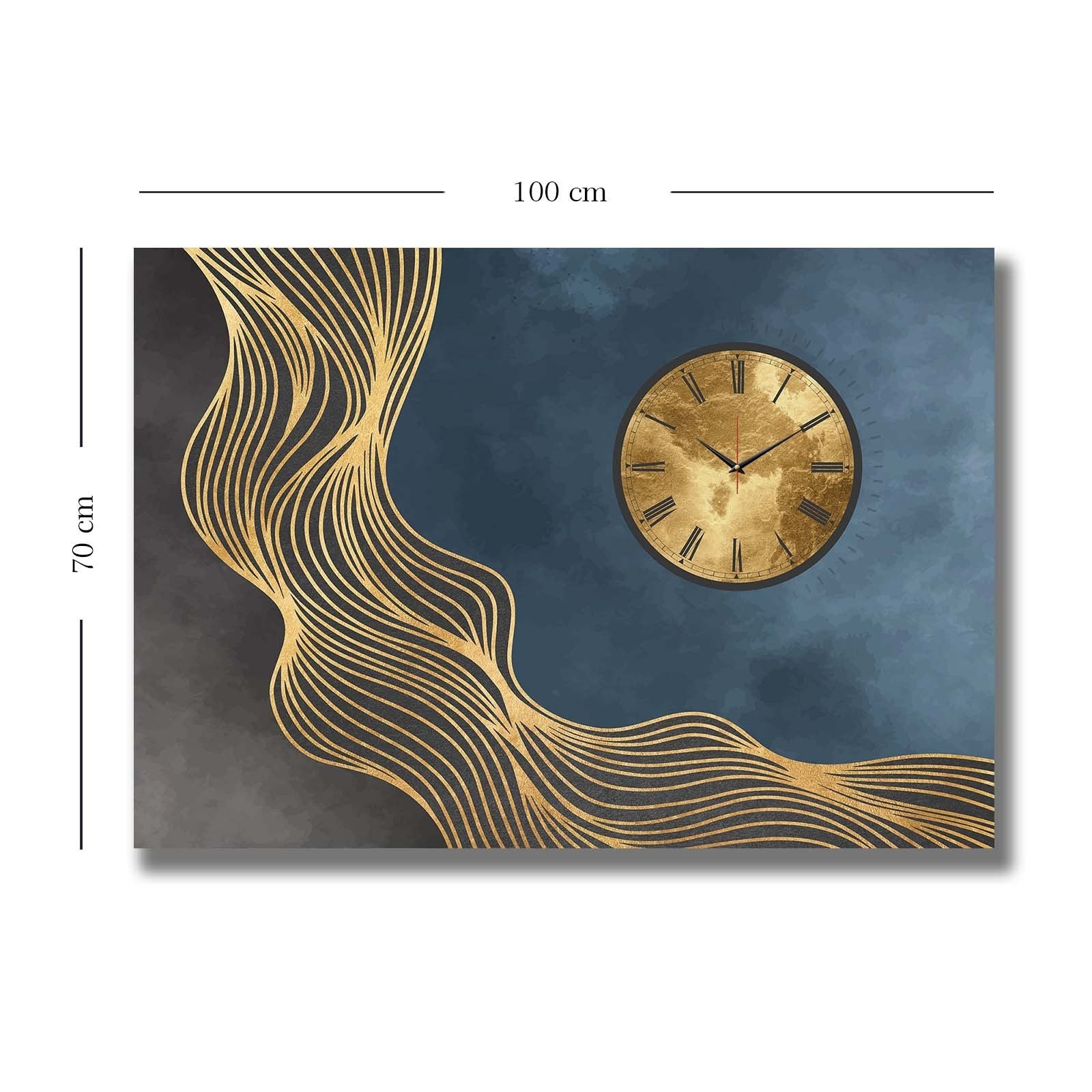 Relógio de Parede Decorativo em Tela Suede 100% – Multicolor, 70 x 100 cm, Moldura de Madeira (2,8 cm)