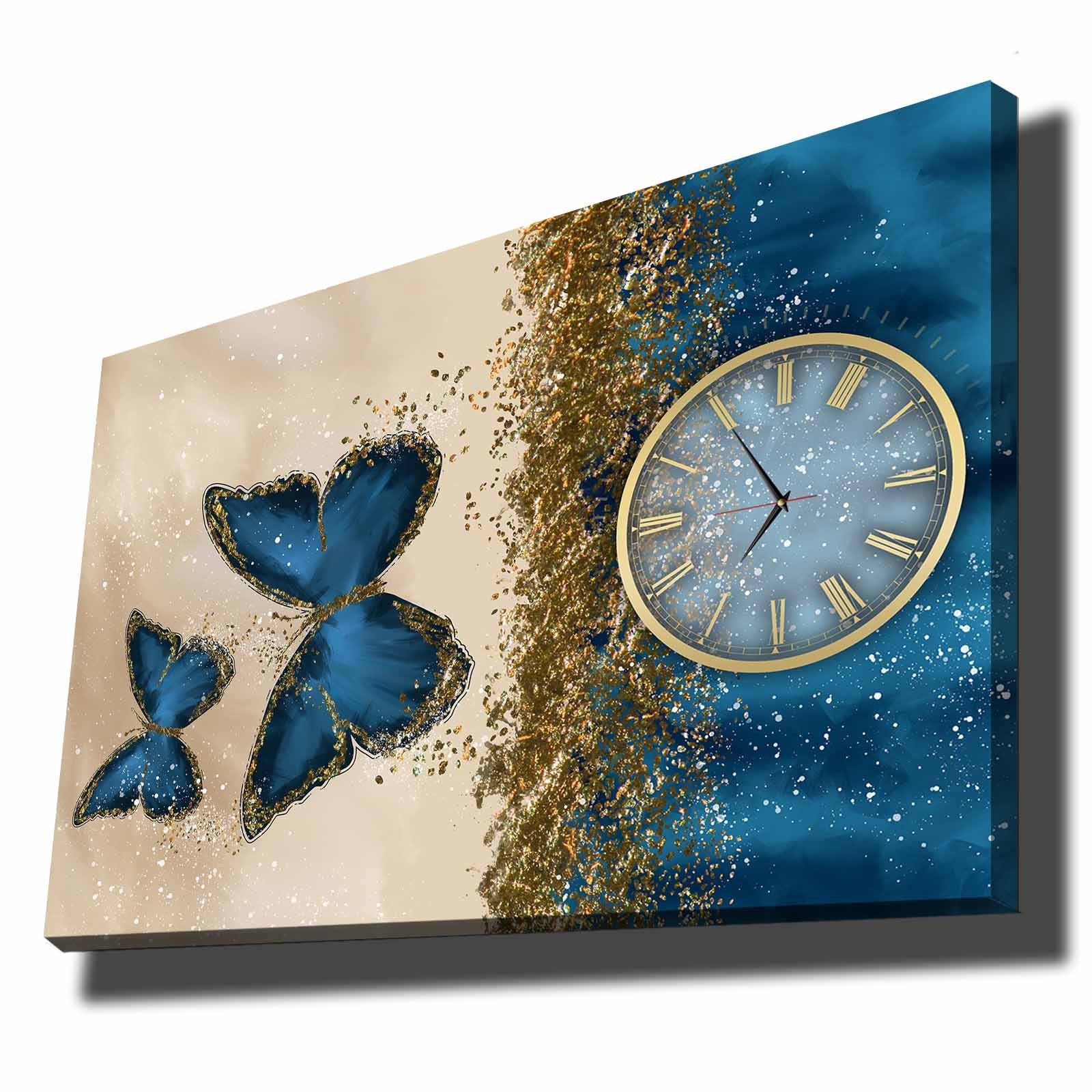 Relógio de Parede em Tela Multicolor 70x100 cm — Camurça 100% e Moldura de Madeira (2,8 cm) | 70100CS-030