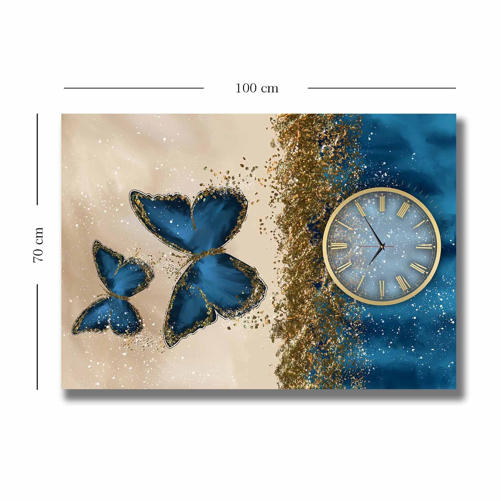 Relógio de Parede em Tela Multicolor 70x100 cm — Camurça 100% e Moldura de Madeira (2,8 cm) | 70100CS-030