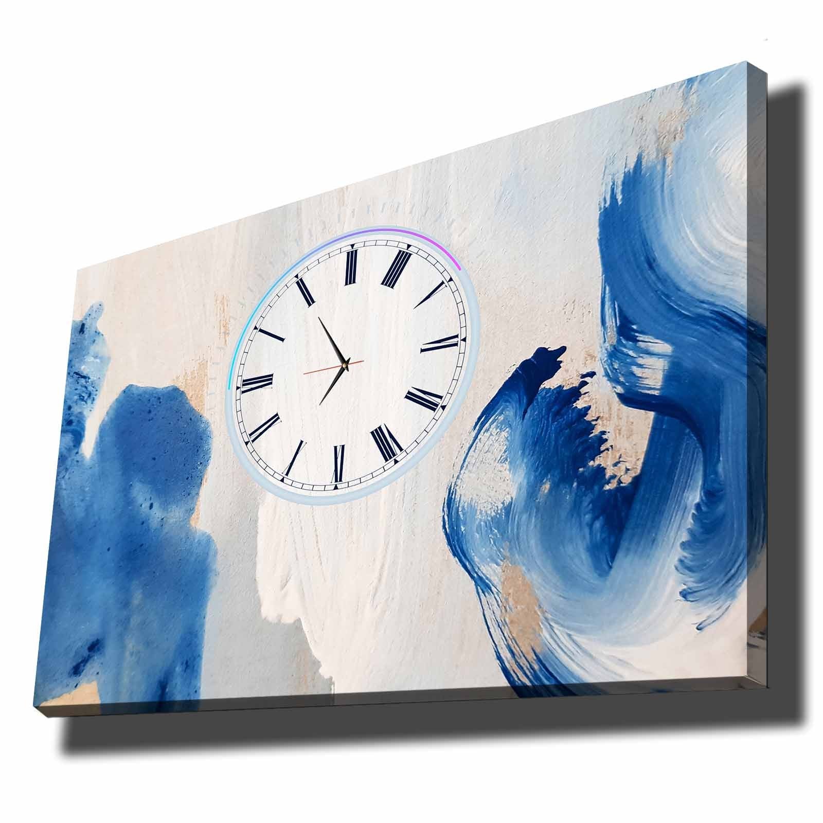 Relógio de Parede Decorativo em Tela Suede Multicolor 70x100 cm com Moldura de Madeira (2,8 cm)