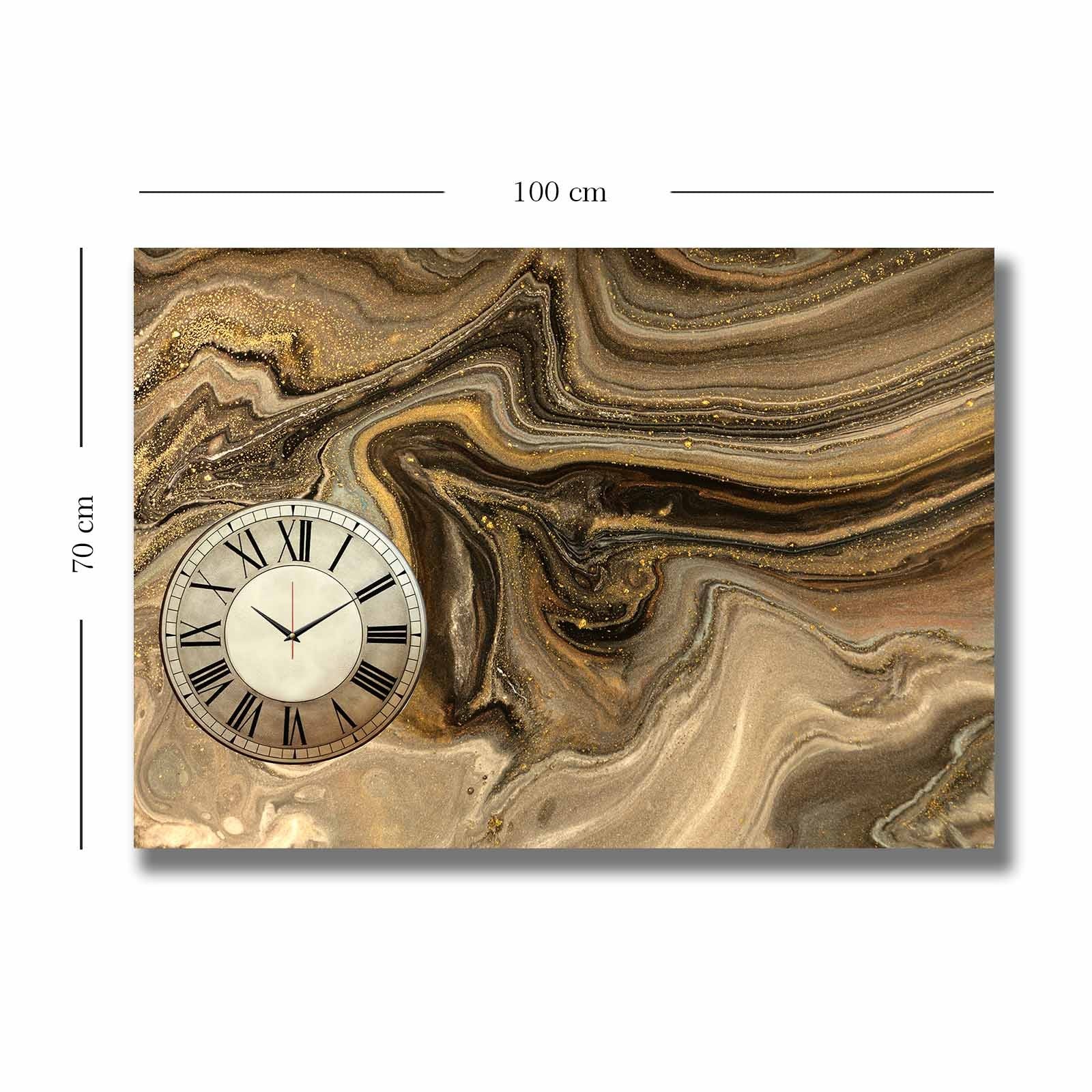 Relógio de Parede em Tela Suede 70x100 cm – Multicolor com Moldura de Madeira (2,8 cm)