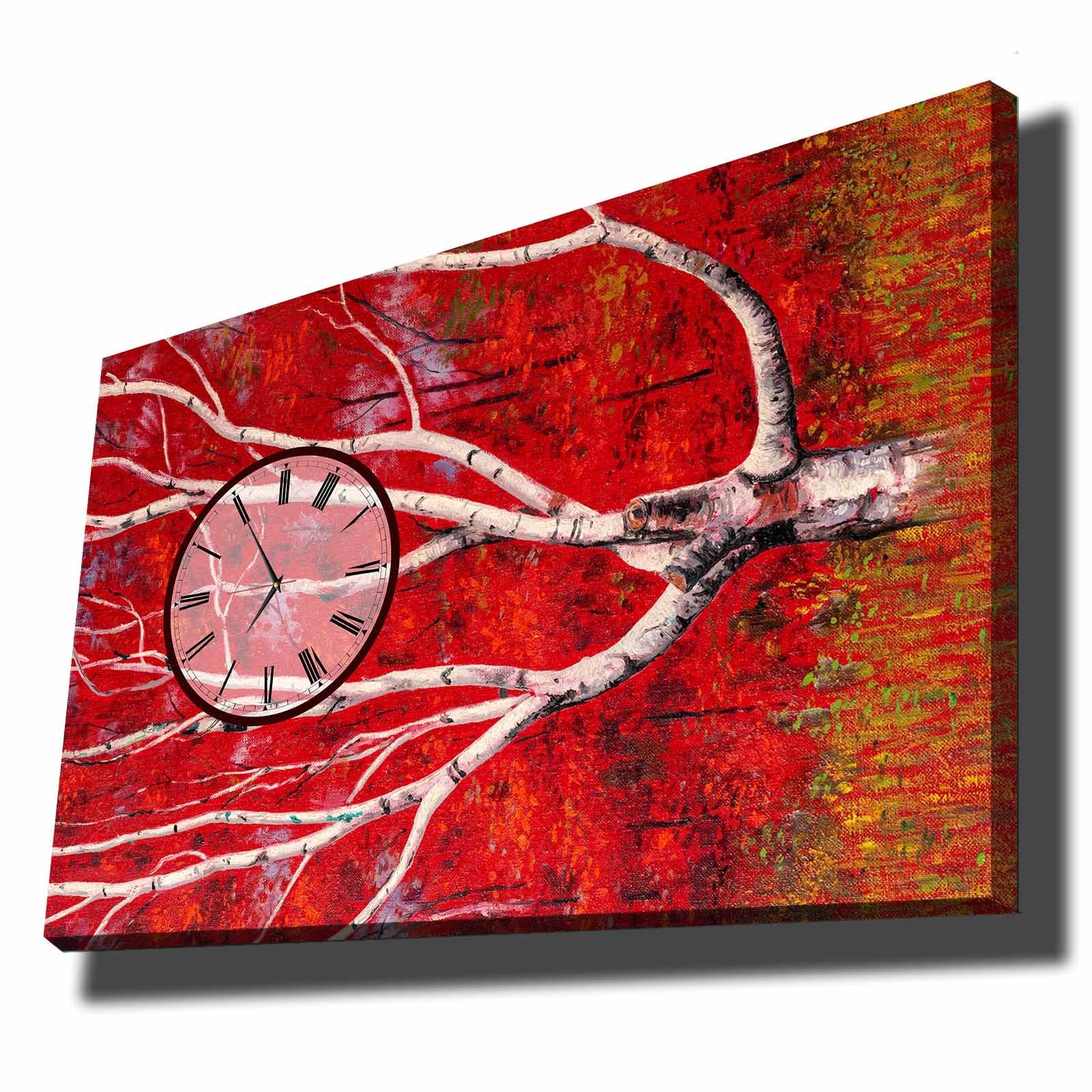 Relógio de Parede em Tela Decorativa 70x100 cm, Multicolor, Tela Camurça 100%, Moldura de Madeira 2,8 cm (Ref. 70100CS-044)