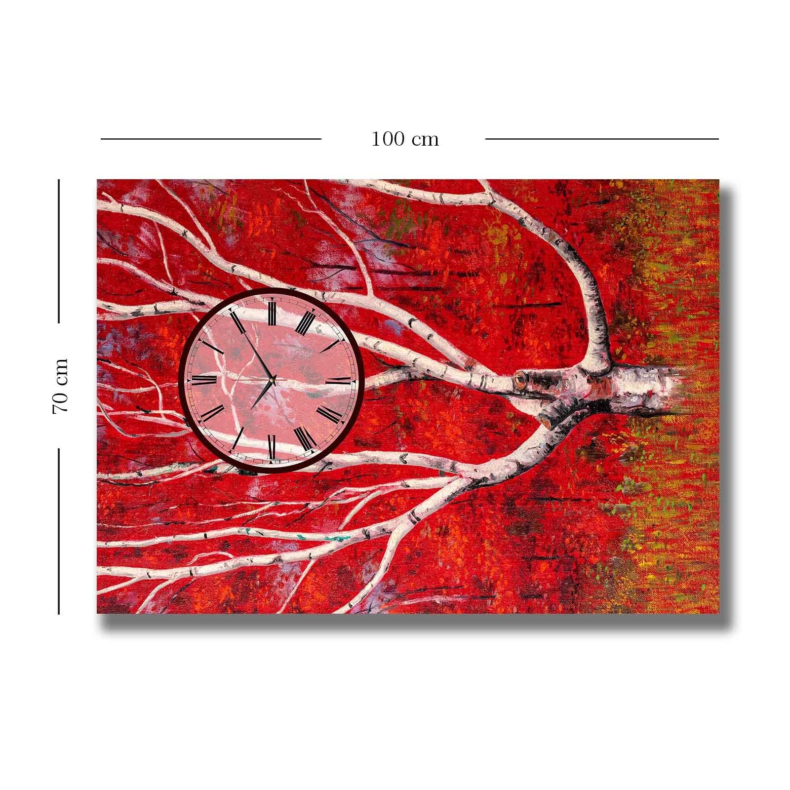 Relógio de Parede em Tela Decorativa 70x100 cm, Multicolor, Tela Camurça 100%, Moldura de Madeira 2,8 cm (Ref. 70100CS-044)
