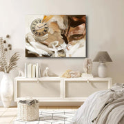 Relógio de Parede Decorativo em Tela Suede 70x100 cm Multicolor com Moldura de Madeira (70100CS-045)