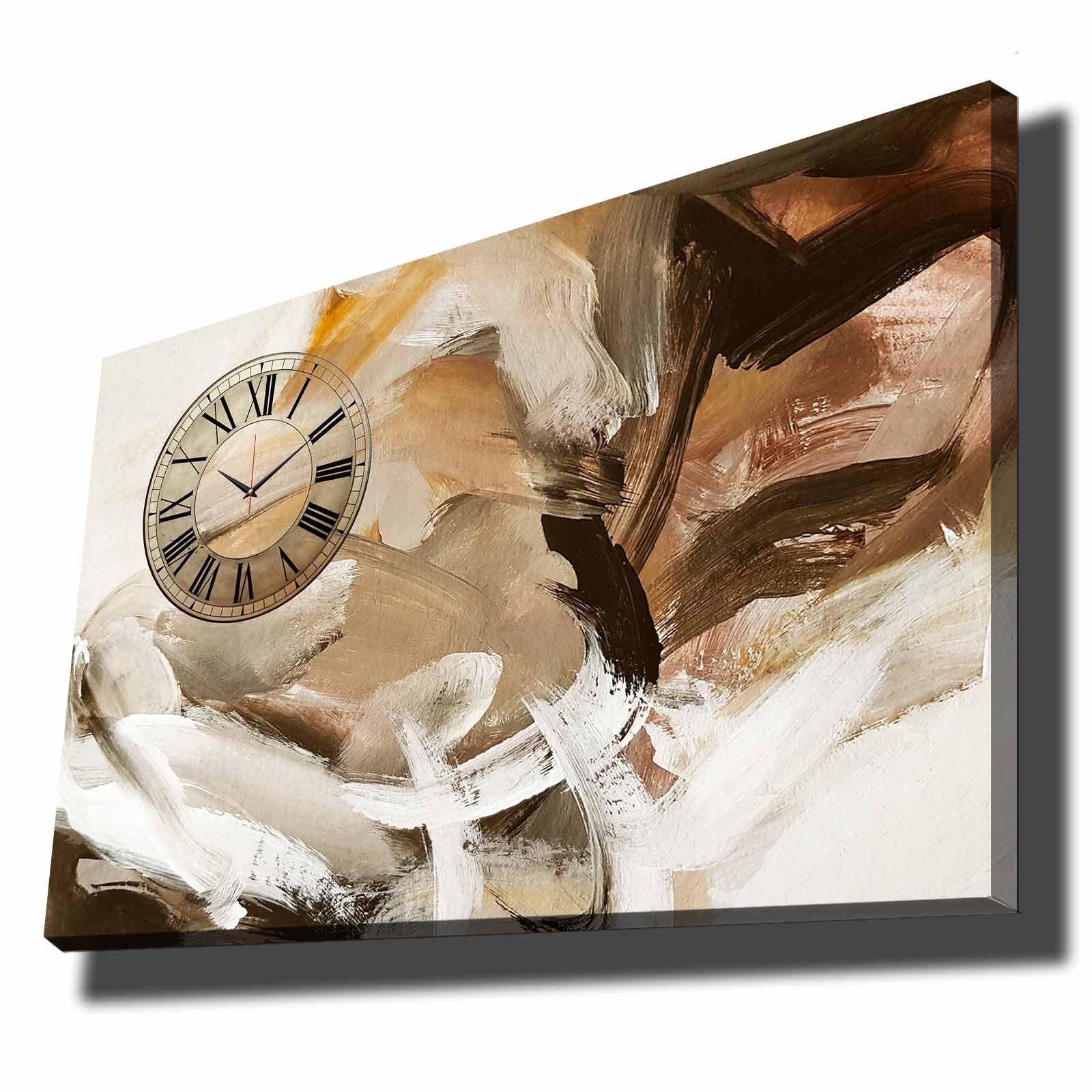 Relógio de Parede Decorativo em Tela Suede 70x100 cm Multicolor com Moldura de Madeira (70100CS-045)