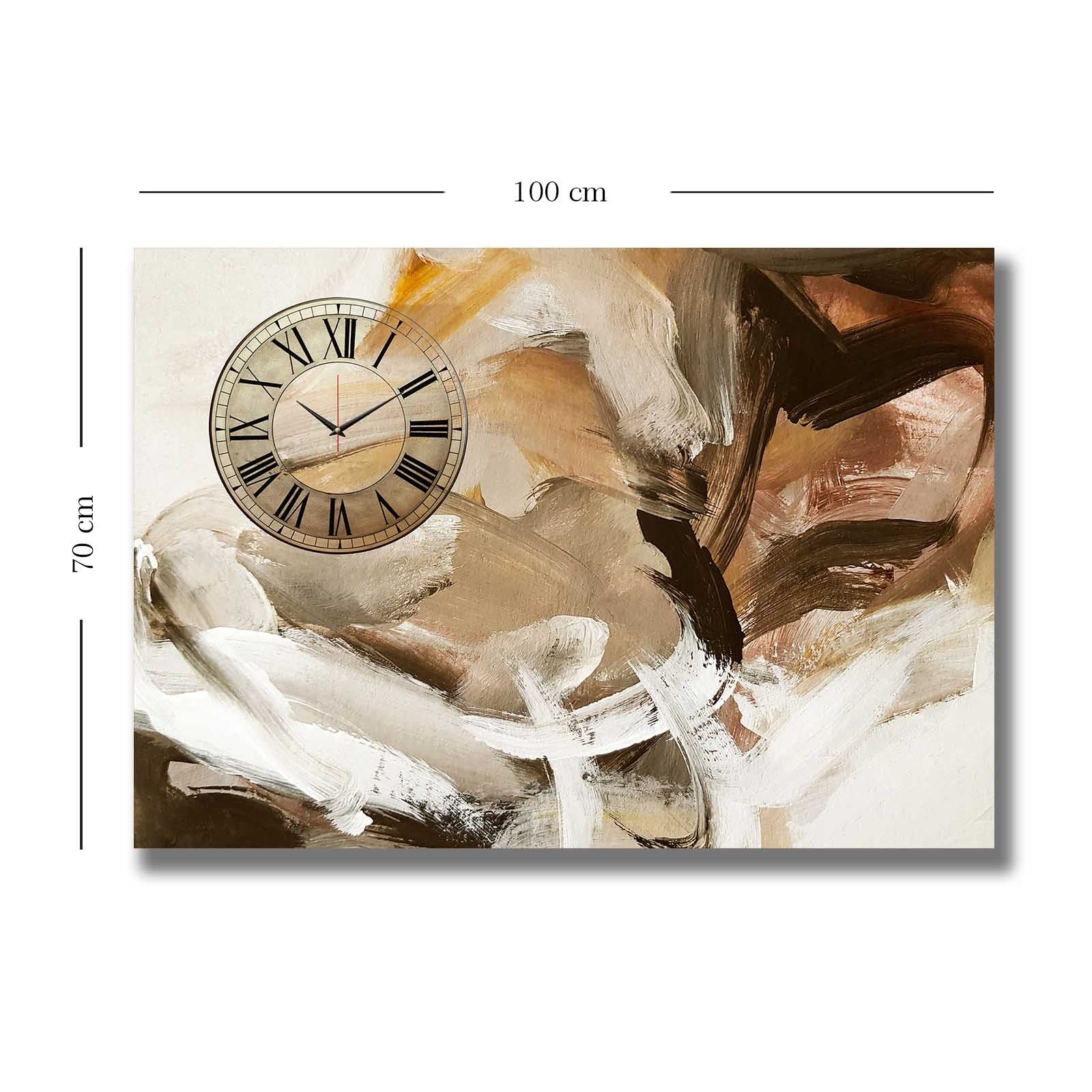 Relógio de Parede Decorativo em Tela Suede 70x100 cm Multicolor com Moldura de Madeira (70100CS-045)
