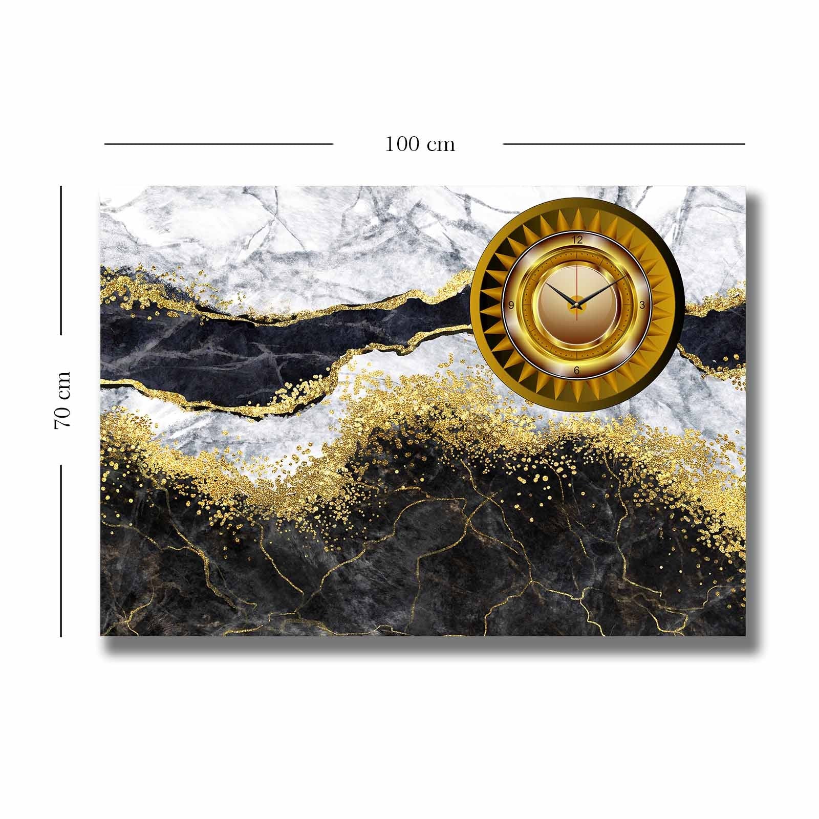 Relógio de Parede em Tela Decorativa Multicolor 70x100 cm – Suede 100% com Moldura de Madeira (2,8 cm) 70100CS-046