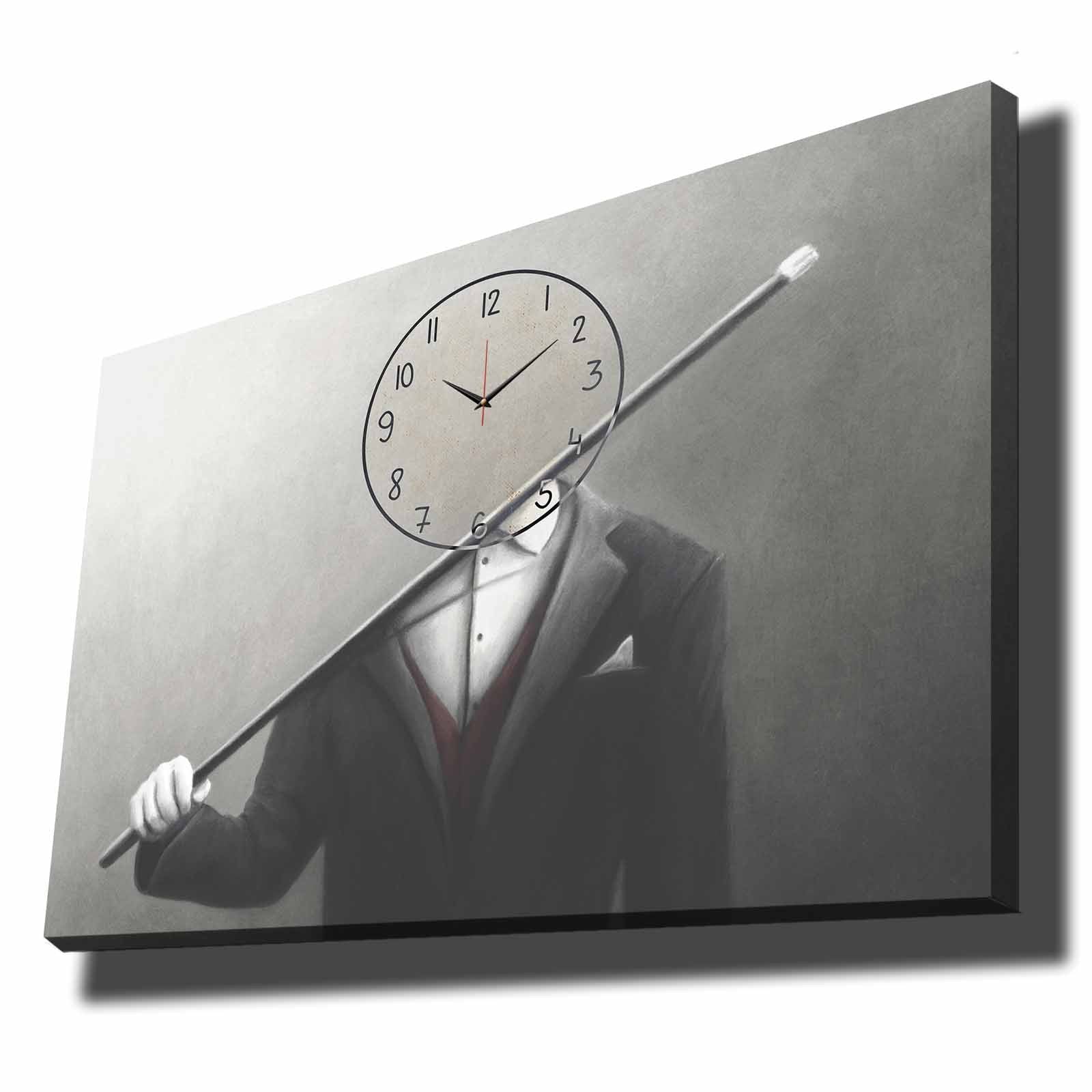 Relógio de Parede em Tela Decorativa Multicolor 70x100 cm — Tela 100% Camurça, Moldura de Madeira 2,8 cm
