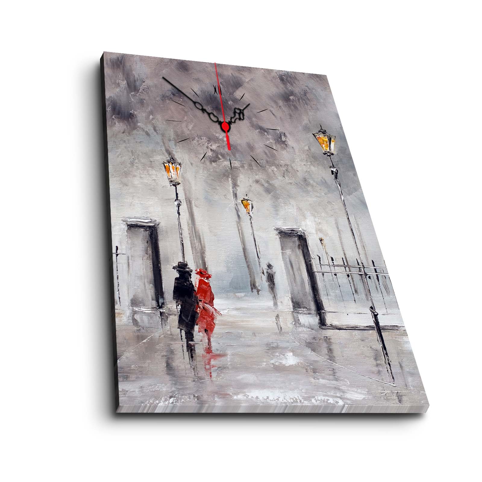 Relógio de Parede em Tela Decorativa Multicolor 45x70 cm, Tela 100% Camurça, Moldura de Madeira 3 cm – YYCS-1 (229CST1601)
