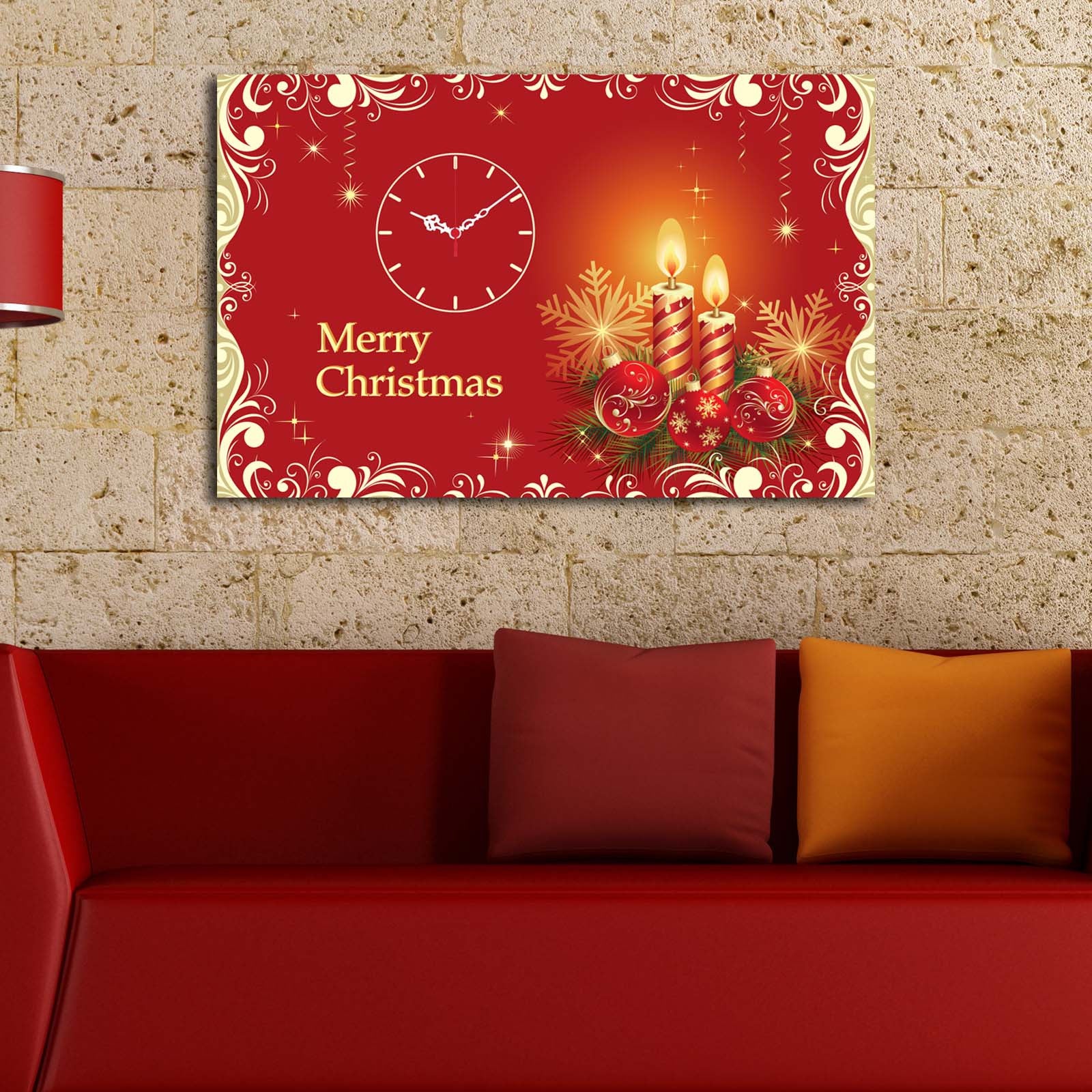 Relógio de Parede Decorativo em Tela Suede Multicolor 45x70 cm, Moldura de Madeira 3 cm – YYCS-9