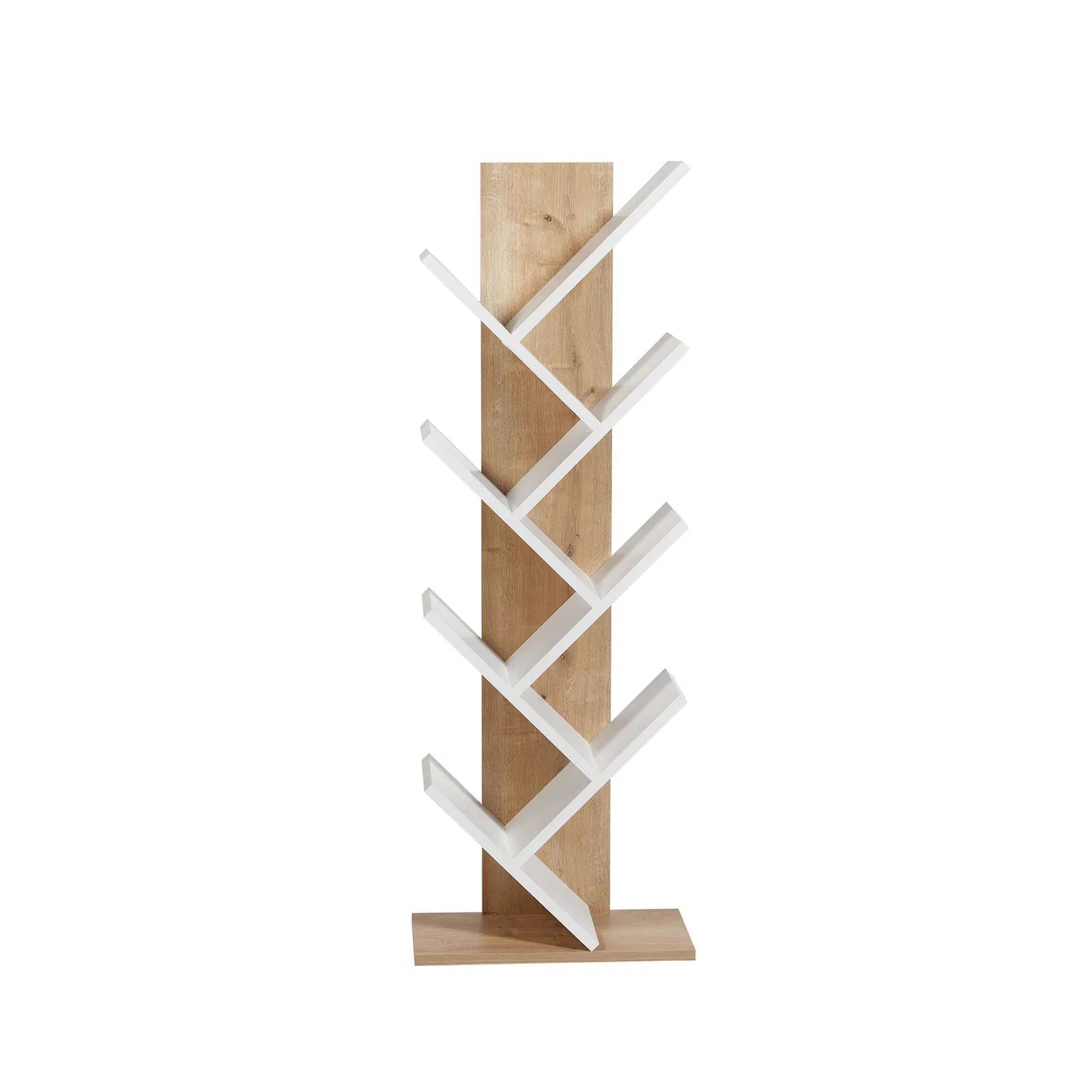 Estante de livros – 46 cm x 129.8 cm x 22 cm – Carvalho e Branco – Aglomerado