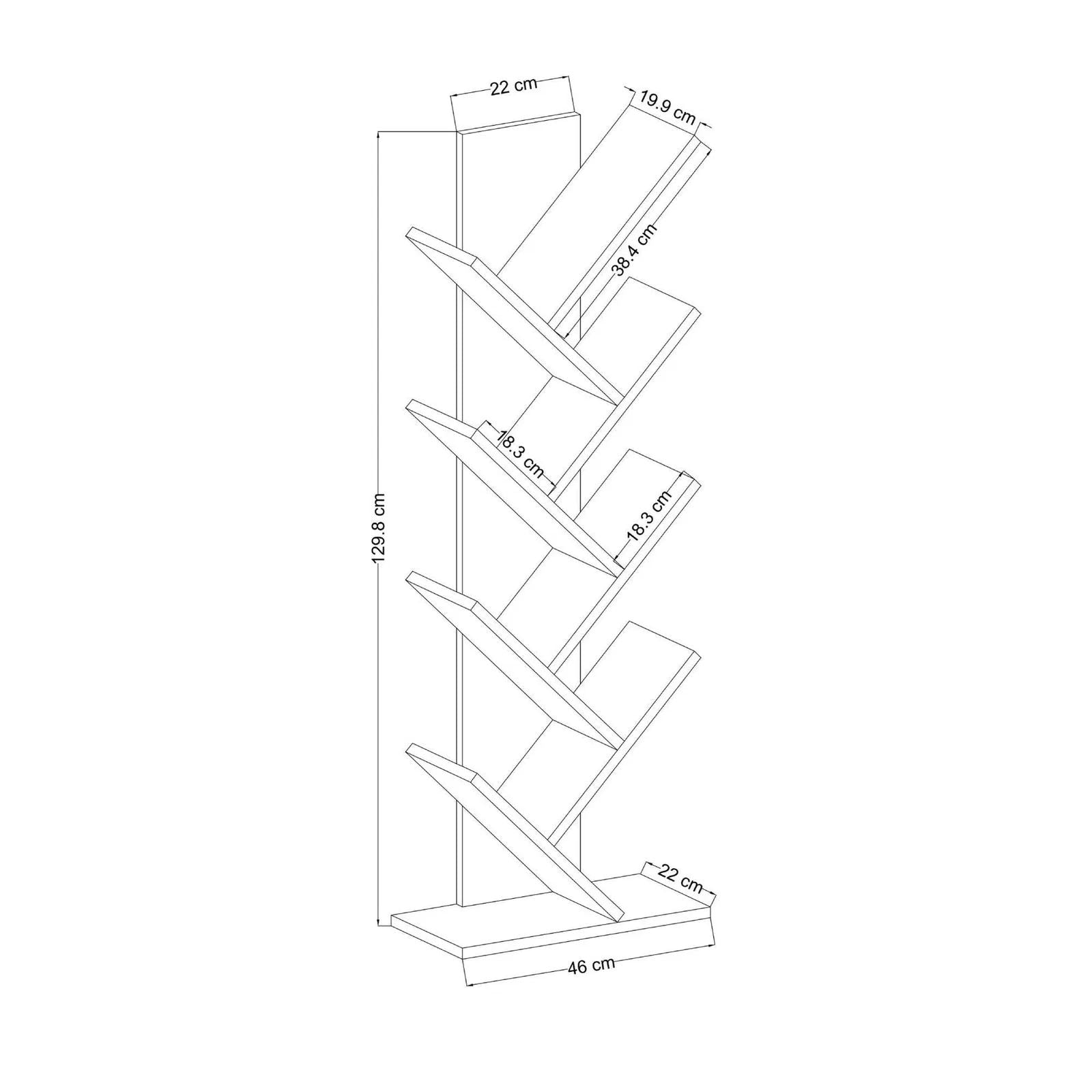 Estante de livros – 46 cm x 129.8 cm x 22 cm – Carvalho e Branco – Aglomerado