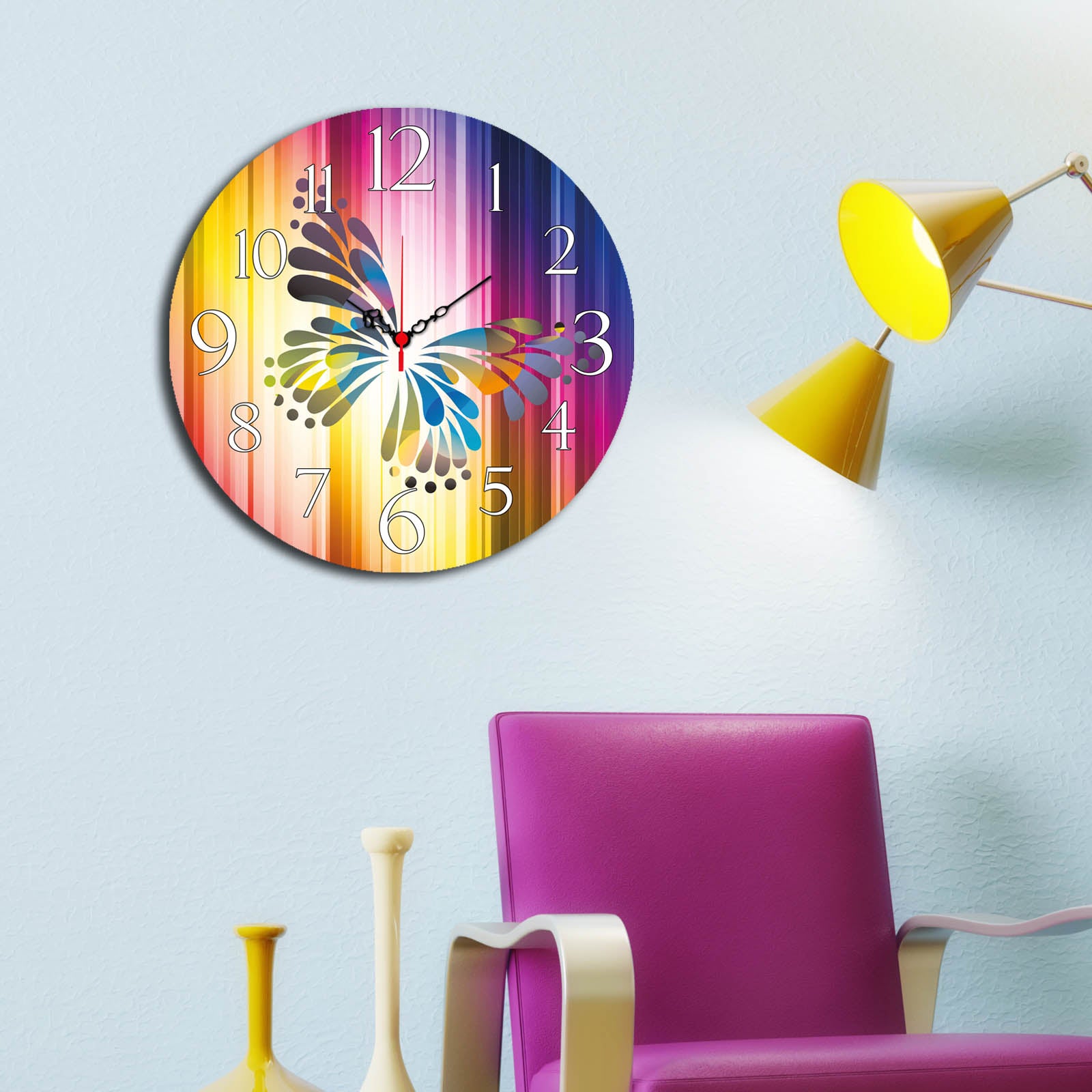 Relógio Decorativo Ms-06 Multicolor em MDF - 42cm Premium