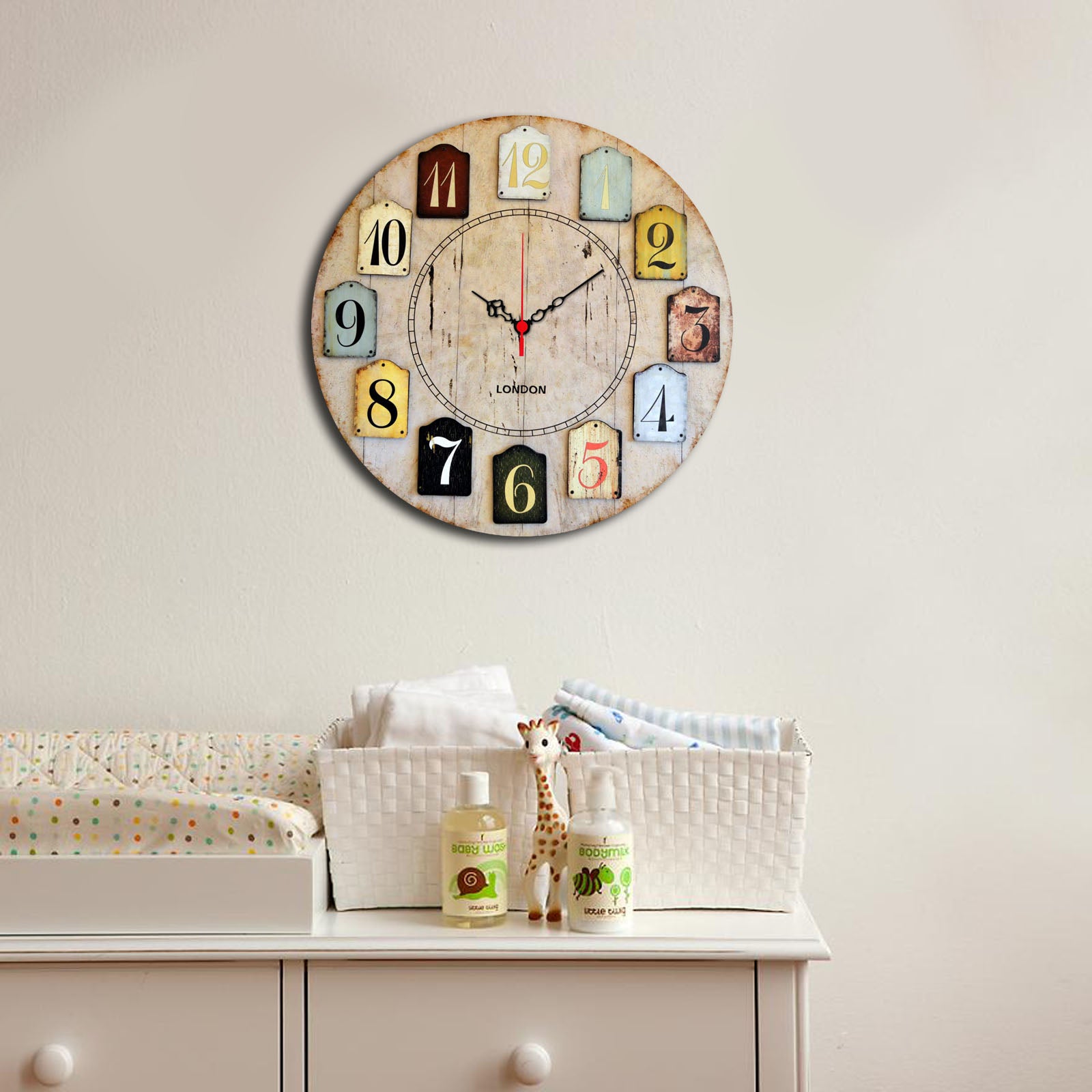 Relógio decorativo elegante em MDF, 40 cm de diâmetro | 100% MDF, 5 mm de espessura | Acessório de parede elegante para decoração de casa e escritório, design moderno