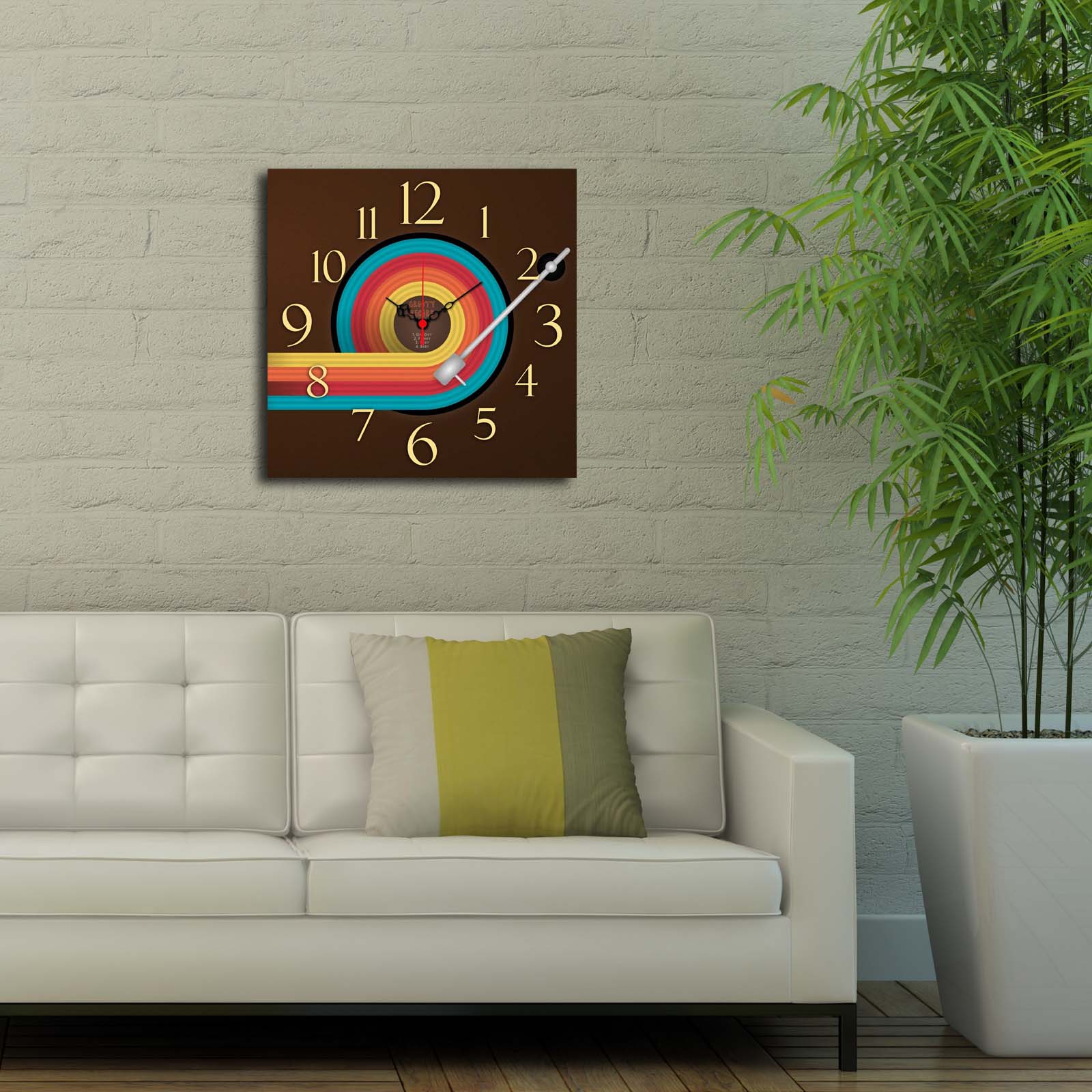 Relógio Decorativo MDF Multicolor Msk-44 - Design Moderno 40x40cm