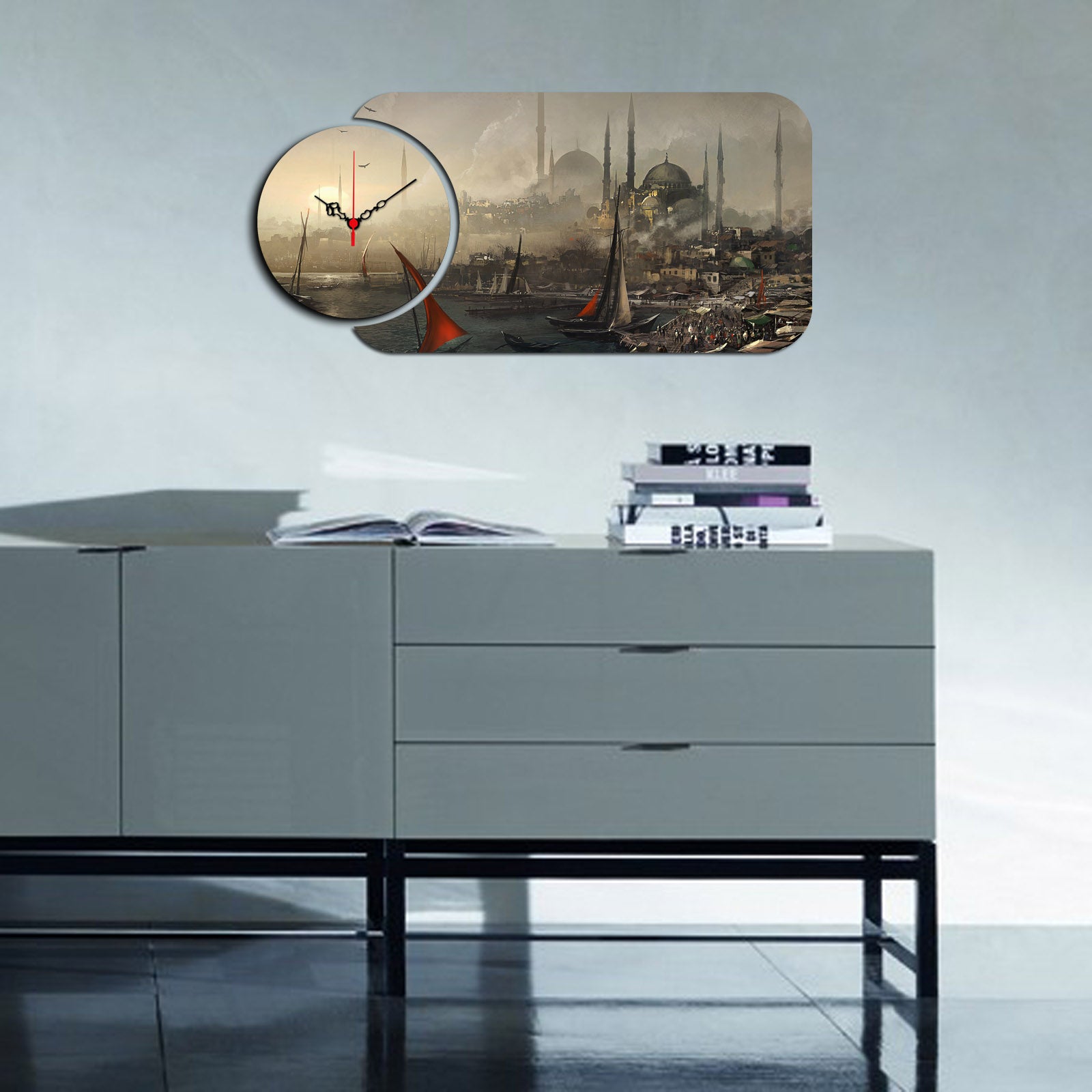 Relógio Decorativo MDF Multicolor YMS-02 - Design Moderno 2 Peças
