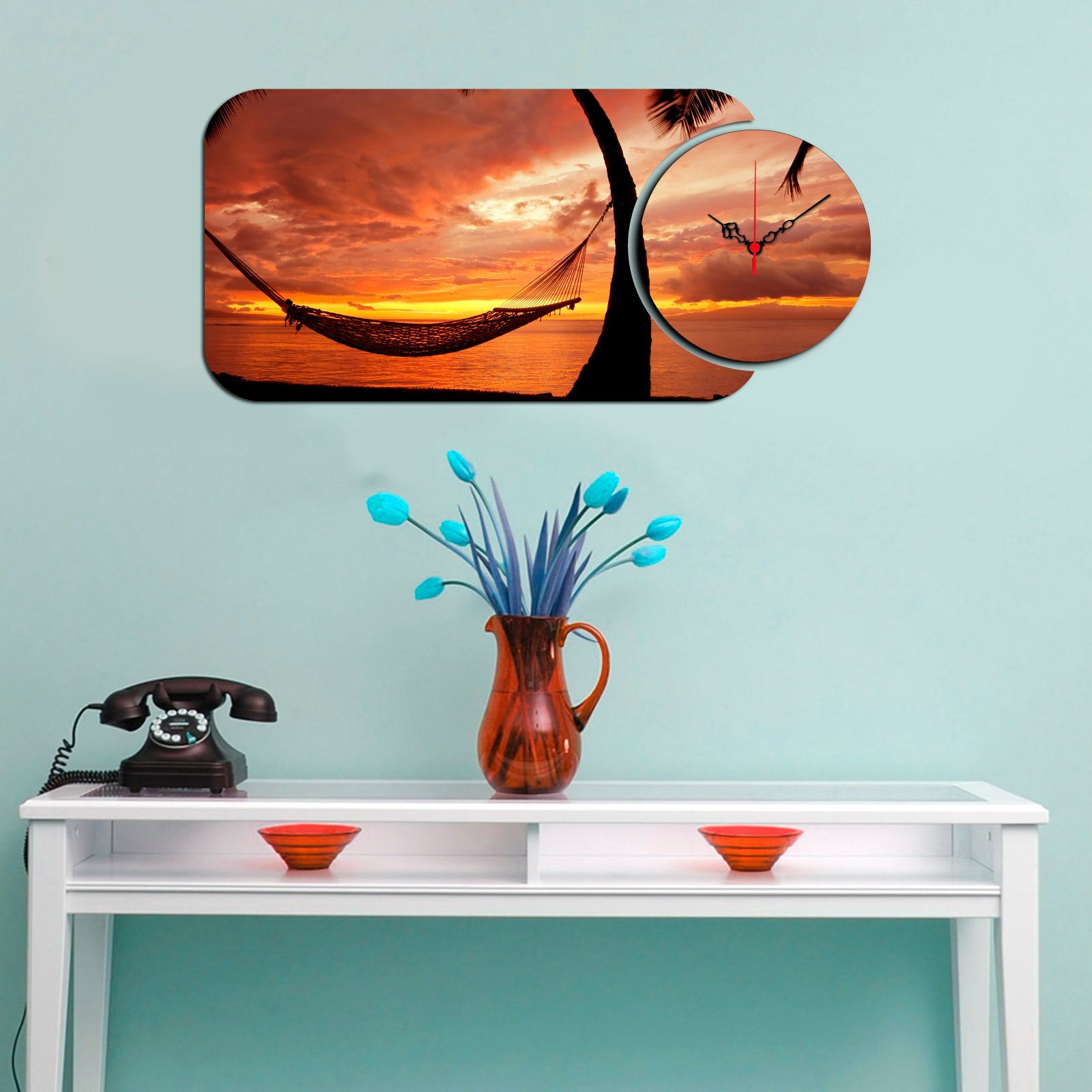 Relógio Decorativo MDF Multicolor YMS-04 - 2 Peças Premium
