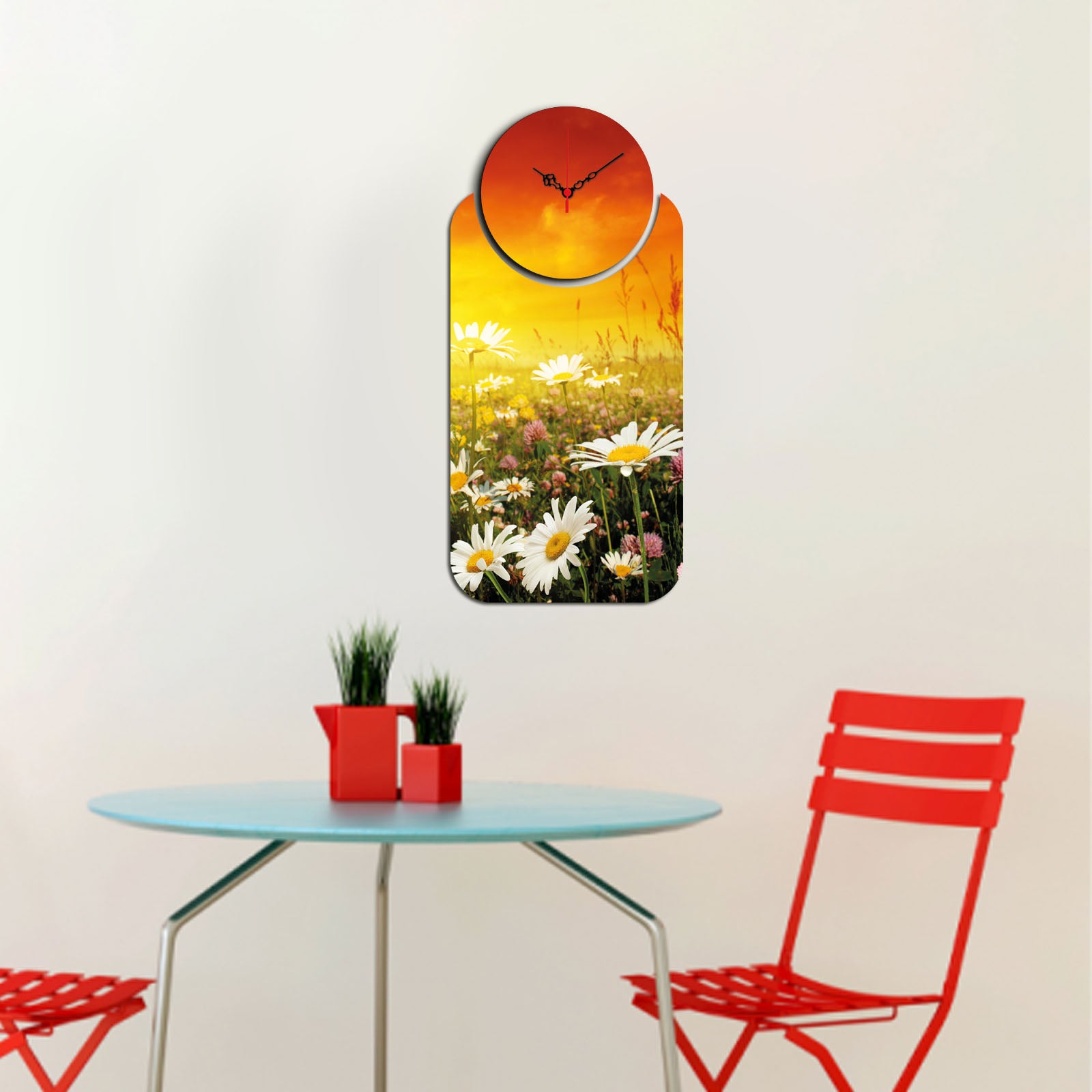 Relógio Decorativo MDF Multicolor YMS-07 - Design Premium 2 Peças