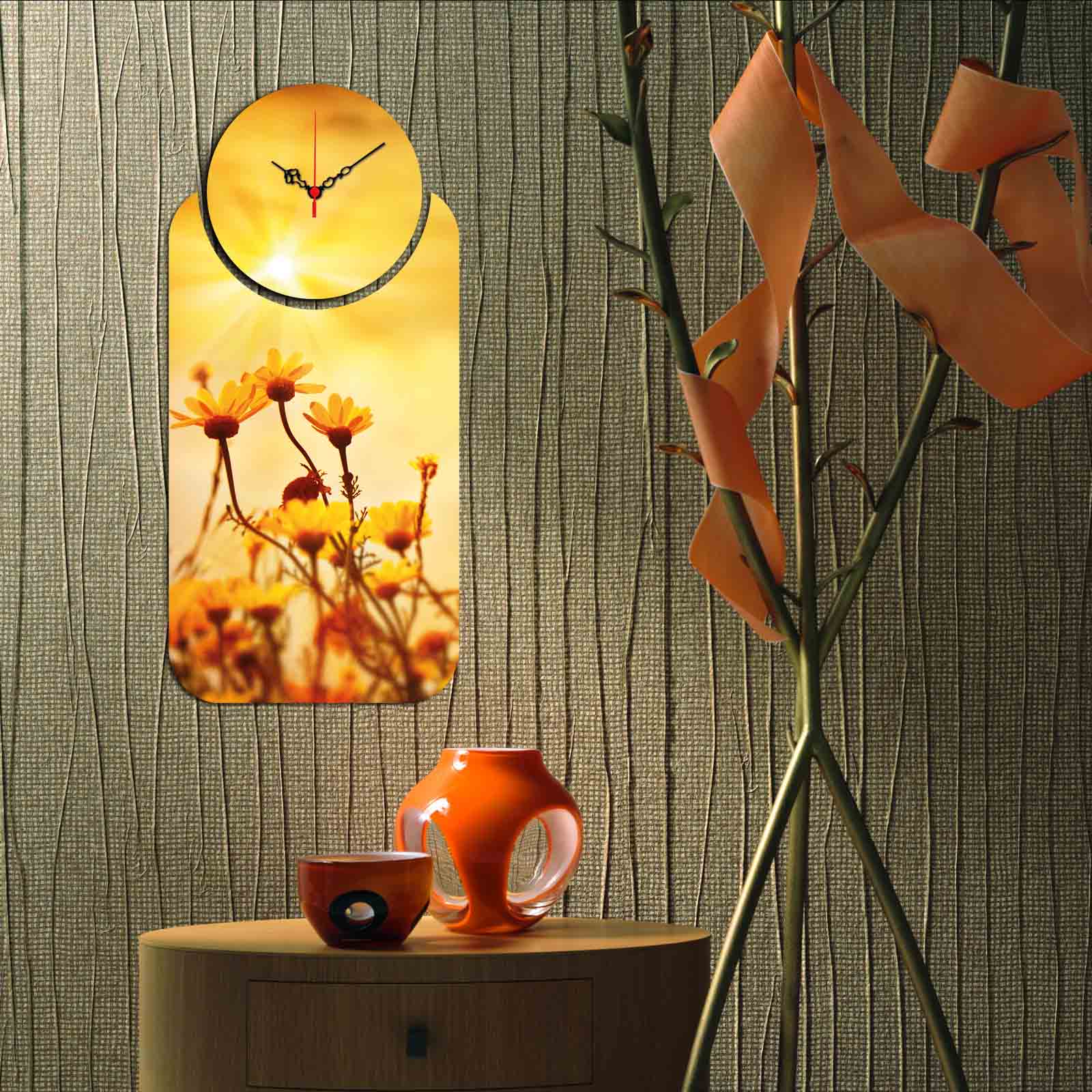 Relógio Decorativo MDF Multicolor YMS-19 - Design Moderno 2 Peças